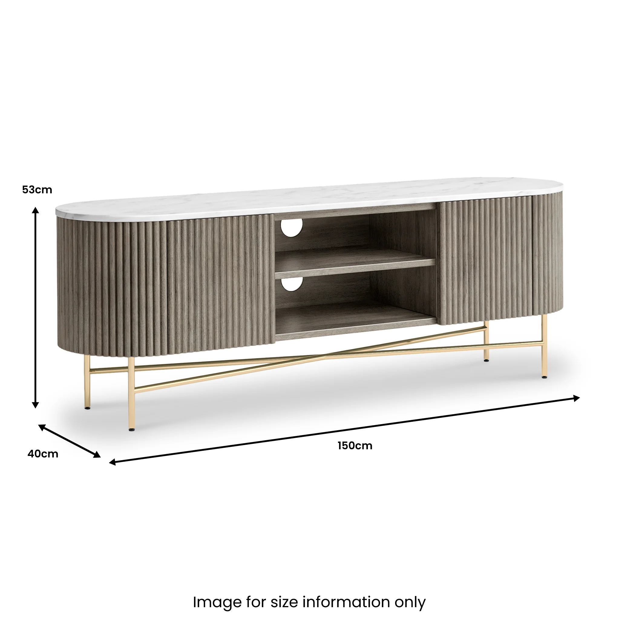 Amelie Grey Fluted Wide TV Unit - Image 4