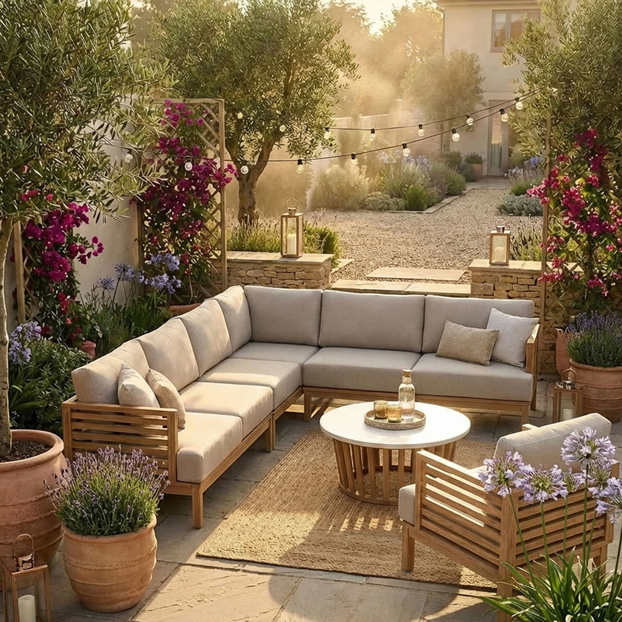 Amira 6 Seater Corner Lounging Set with Coffee Table - Image 3