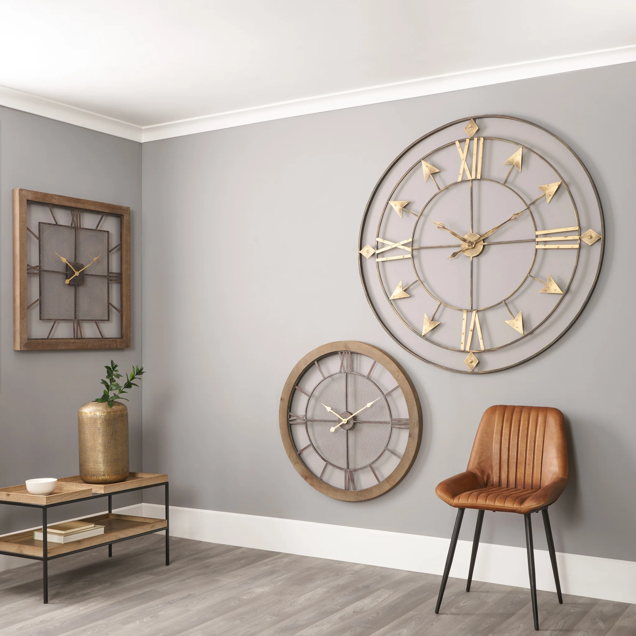 Antique Bronze & Gold Metal Round Wall Clock - Image 2