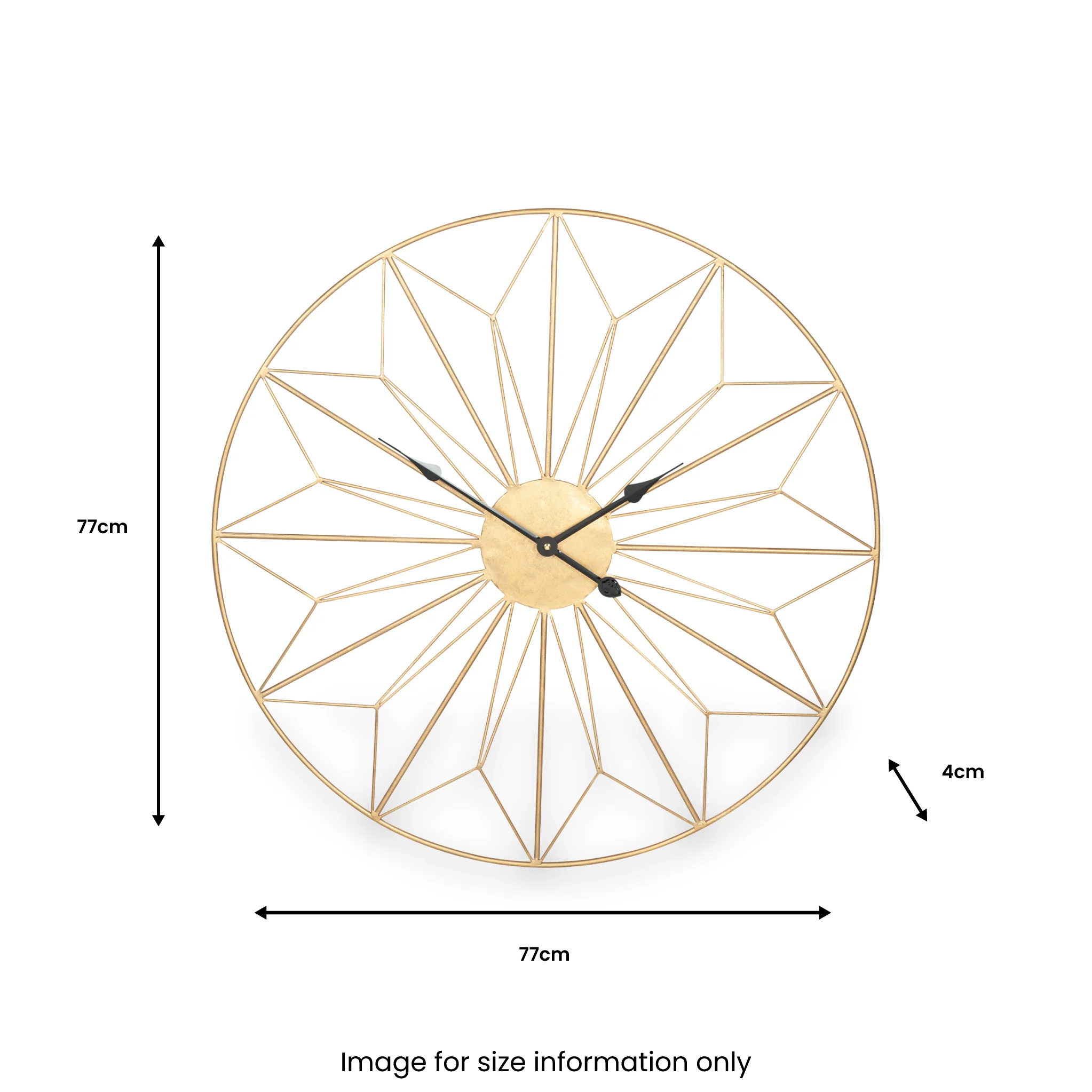 Antique Gold Metal Geo Design Round Wall Clock - Image 3