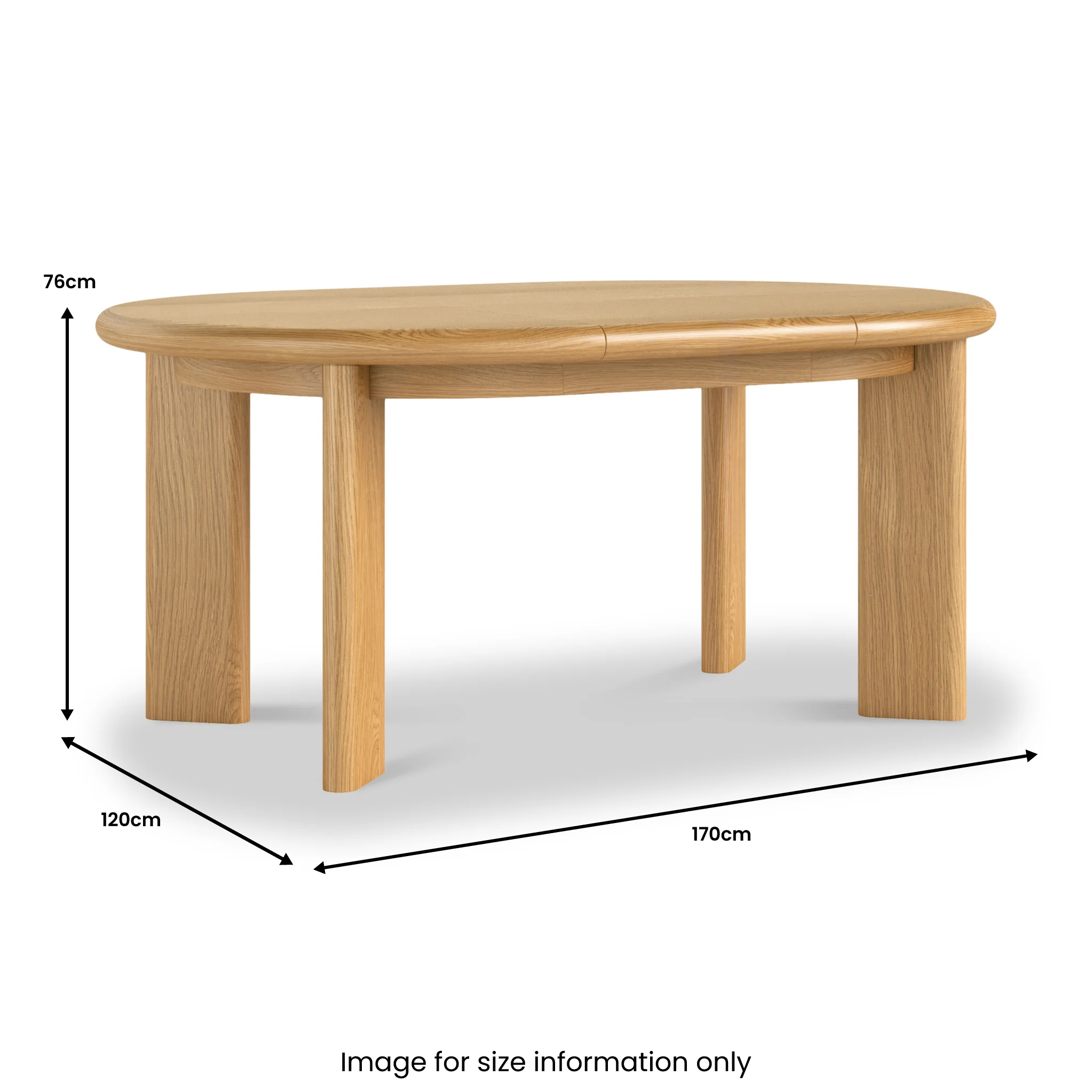 Arden Oak 120-170cm Oval Extendable Dining Table - Image 6
