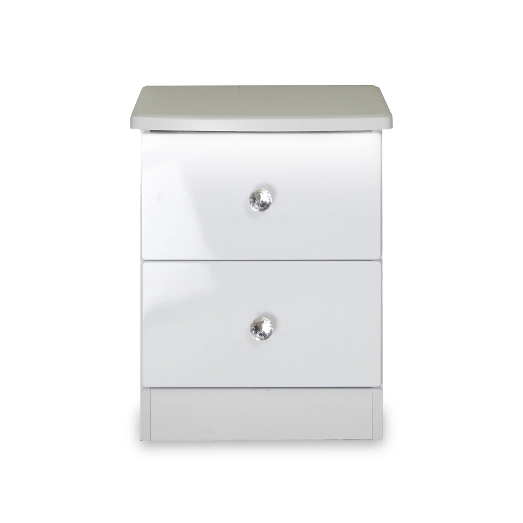 Aria White Gloss LED Lighting 2 Drawer Bedside Cabinet - Image 3