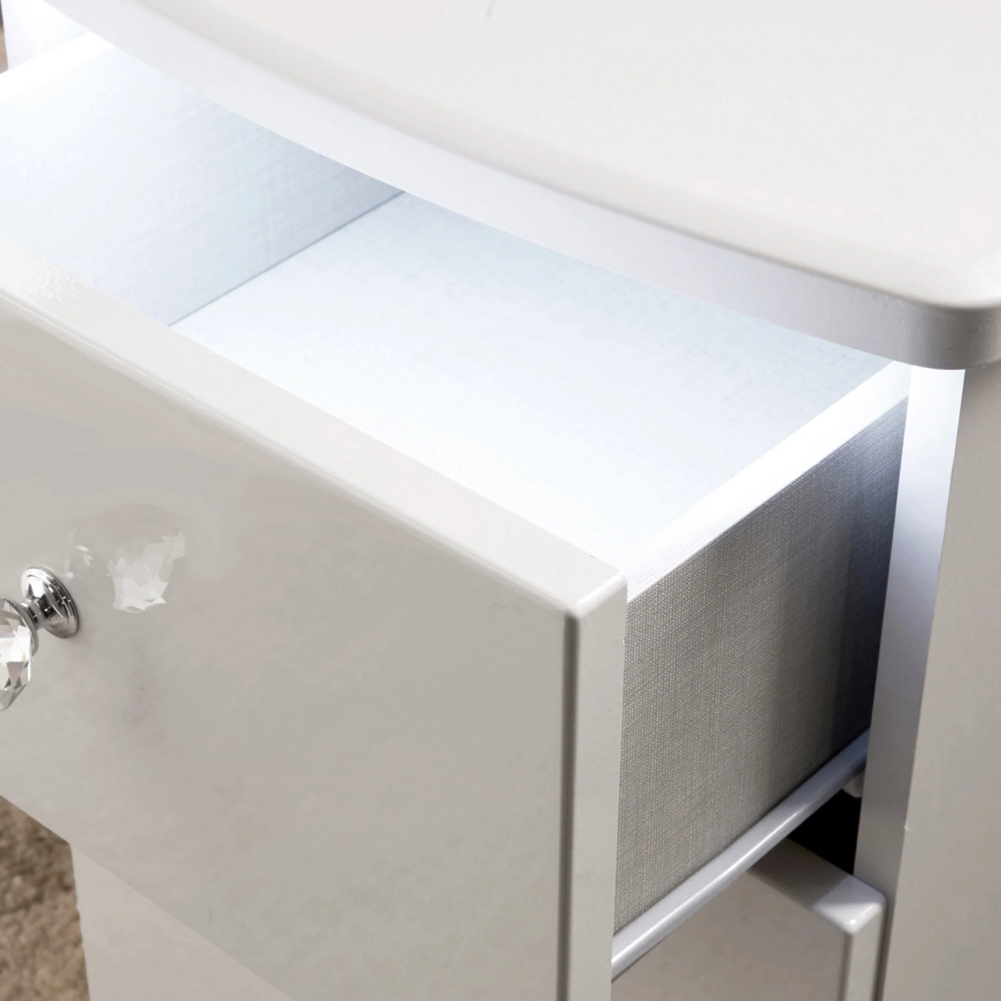Aria White Gloss LED Lighting 2 Drawer Bedside Cabinet - Image 5