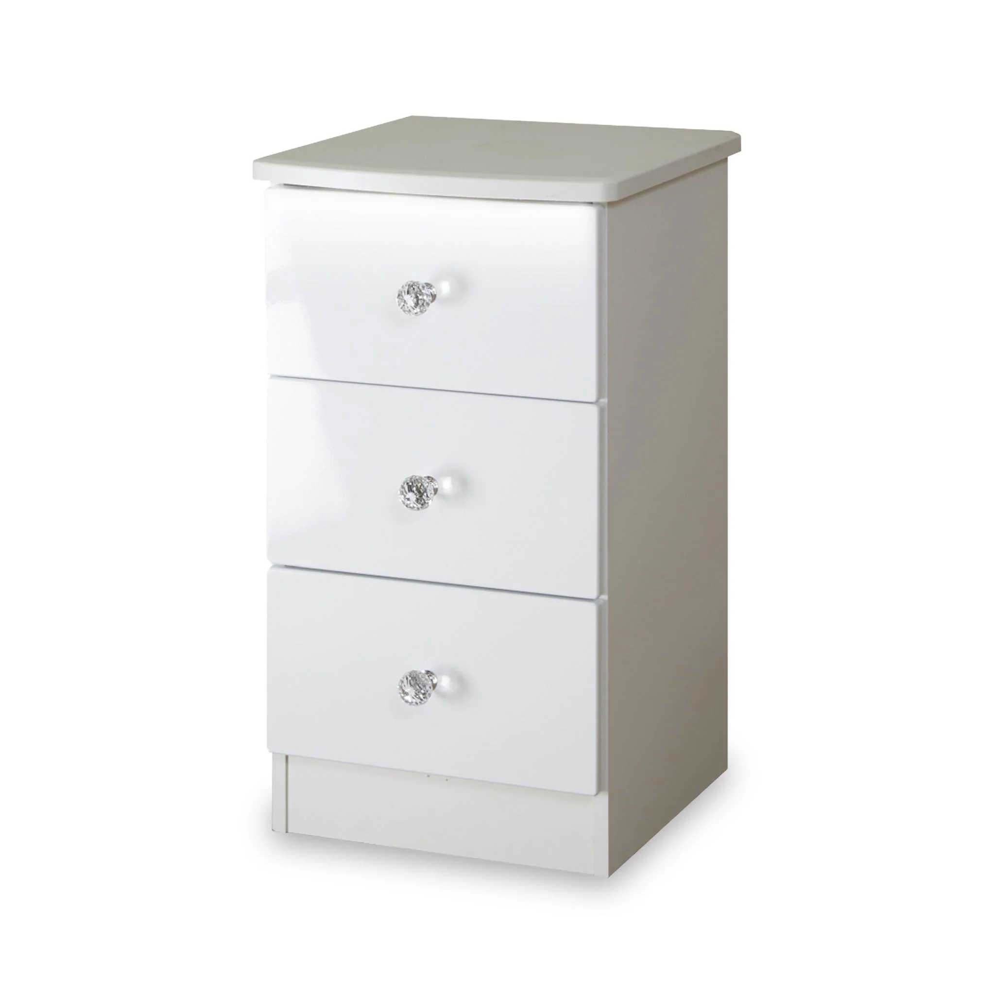 Aria White Gloss LED Lighting 3 Drawer Bedside Cabinet - Image 7