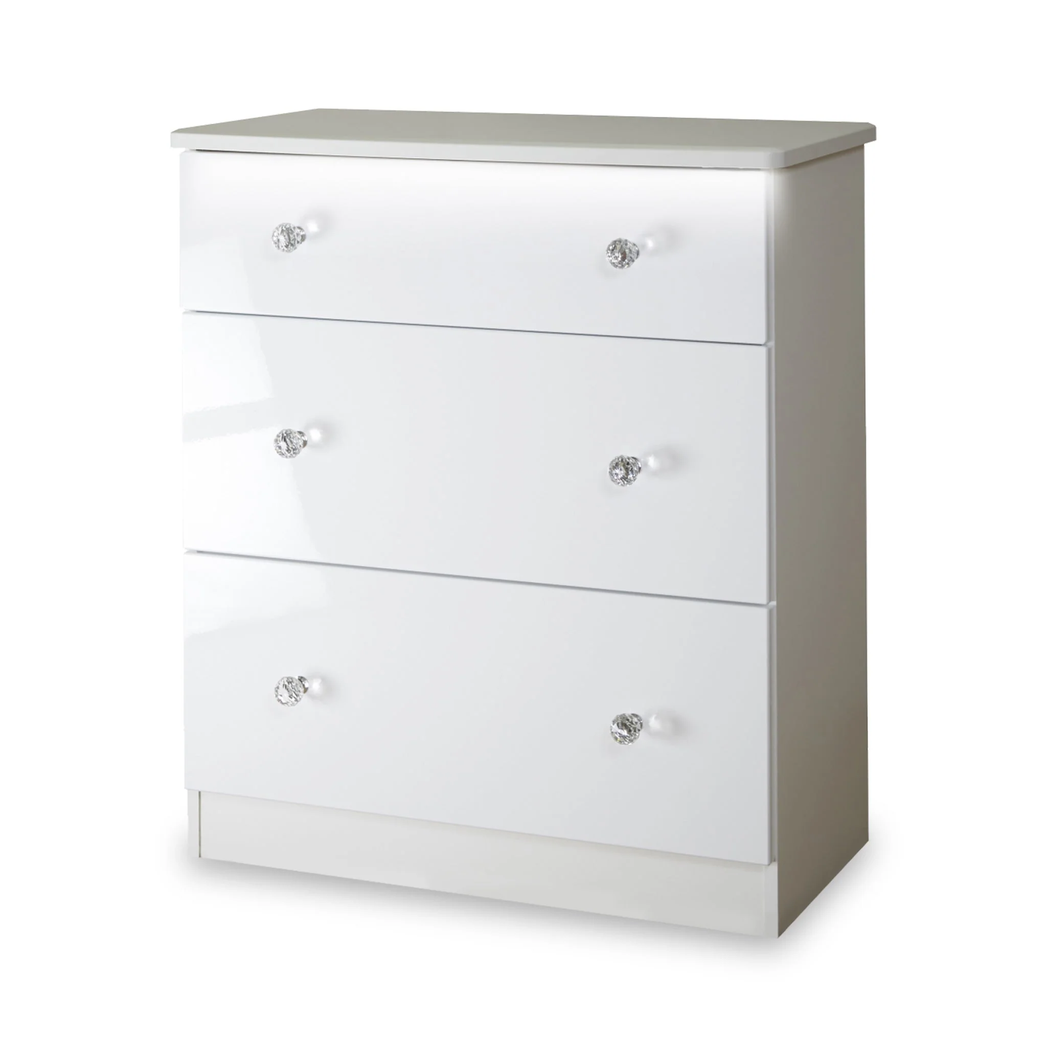 Aria White Gloss with LED Lighting 3 Drawer Deep Chest - Image 4