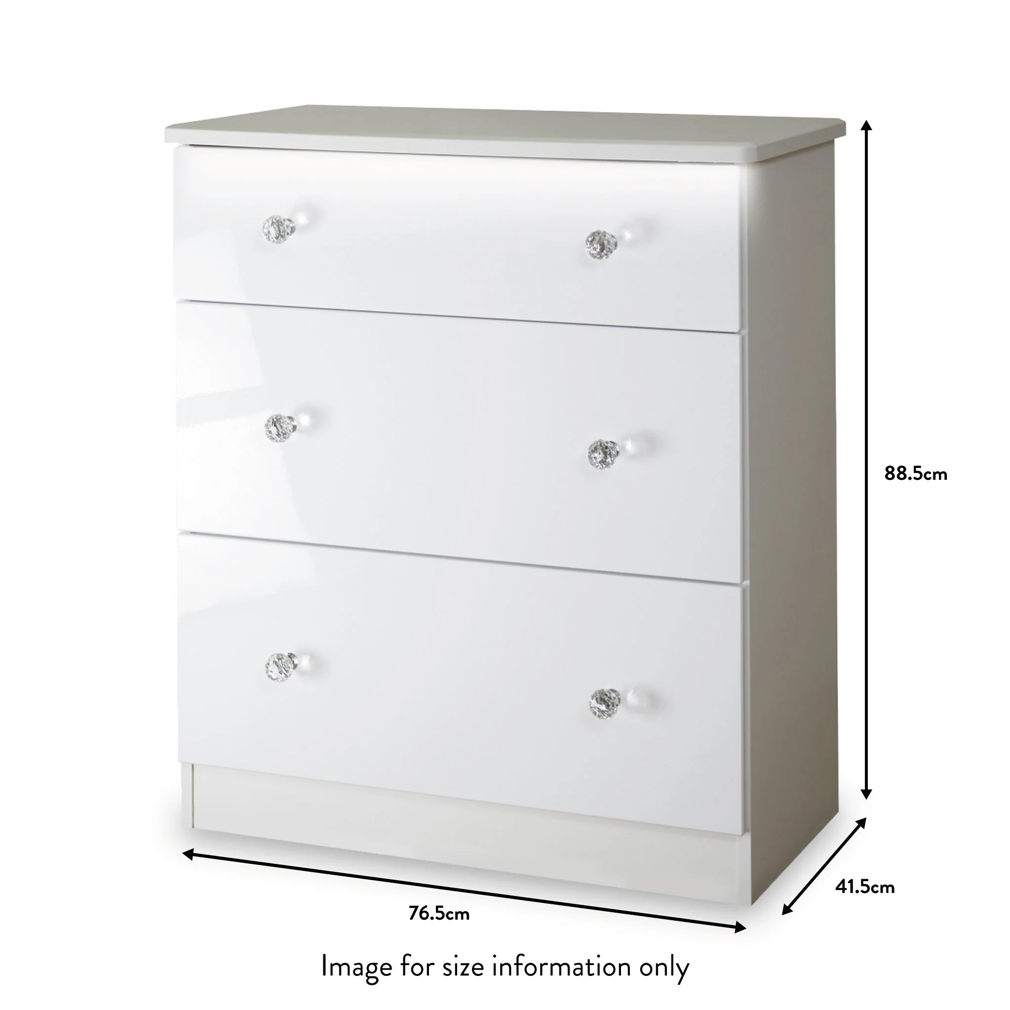 Aria White Gloss with LED Lighting 3 Drawer Deep Chest - Image 6
