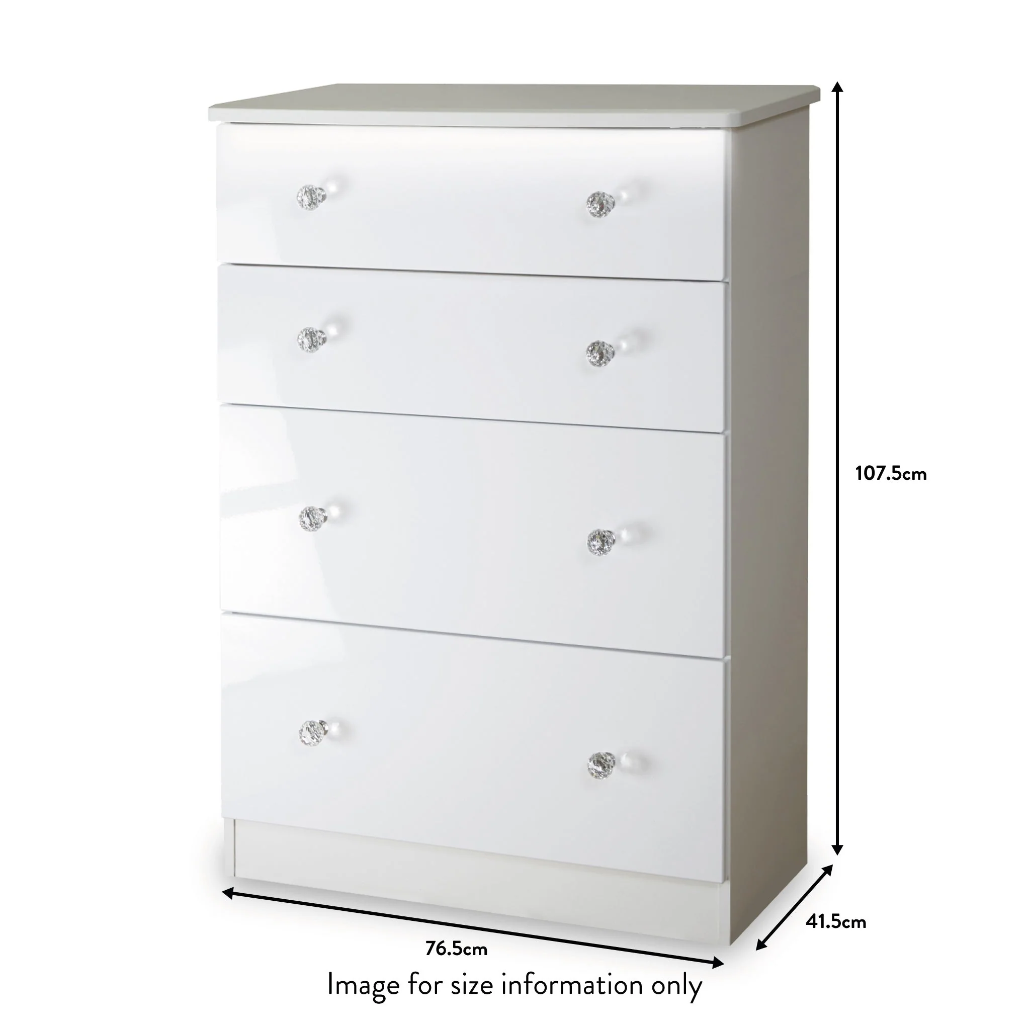 Aria White Gloss with LED Lighting 4 Drawer Deep Chest - Image 6