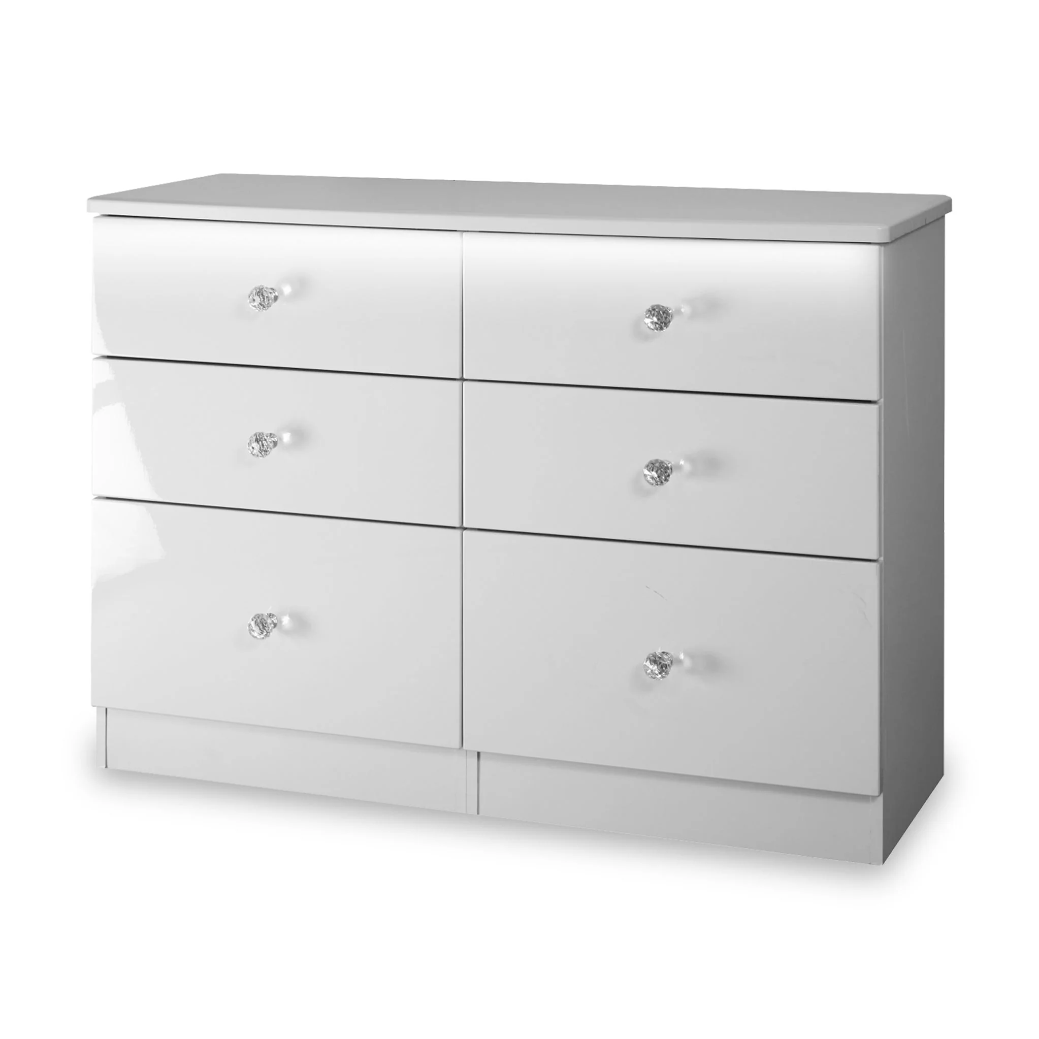 Aria White Gloss with LED Lighting 6 Drawer Wide Chest - Image 4