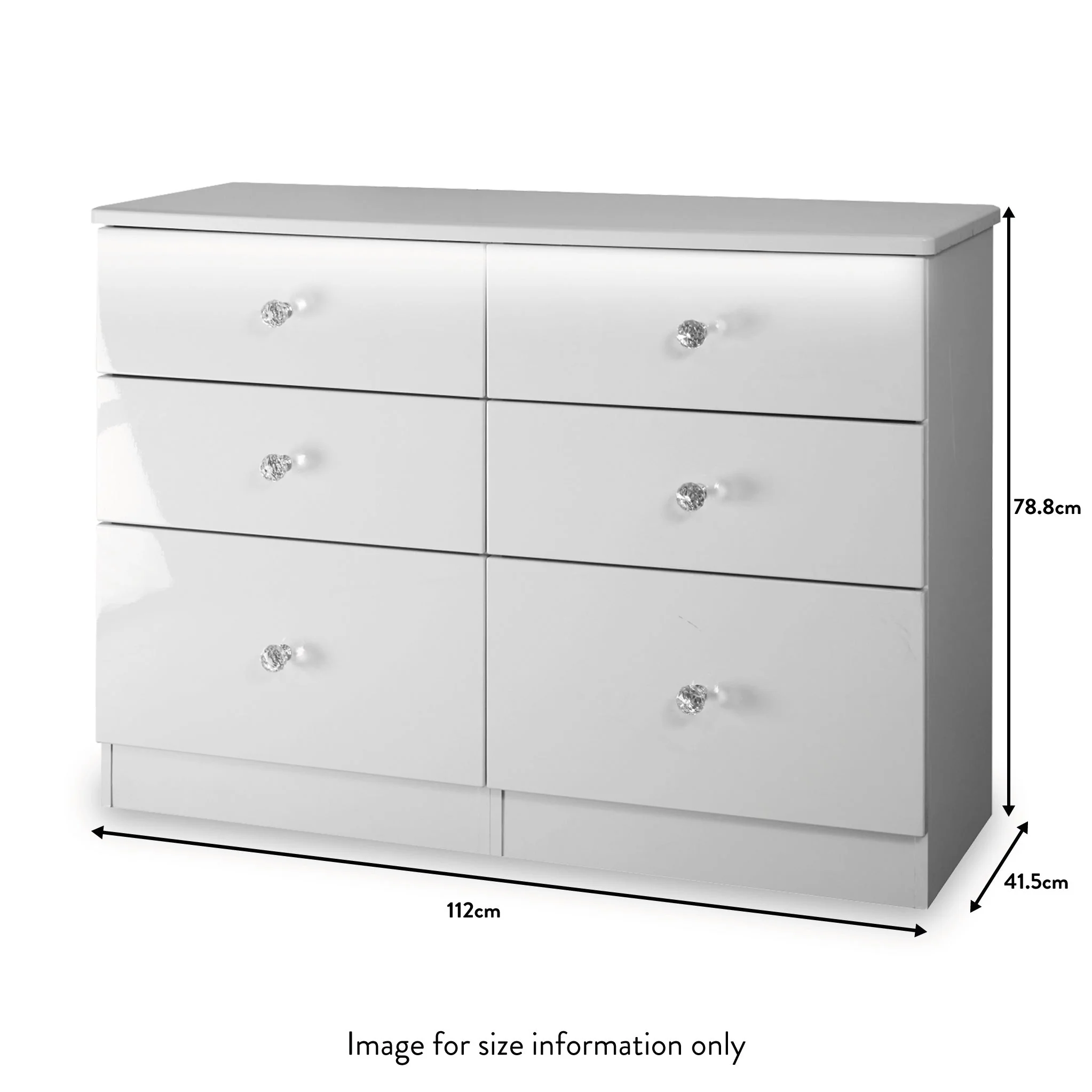 Aria White Gloss with LED Lighting 6 Drawer Wide Chest - Image 6