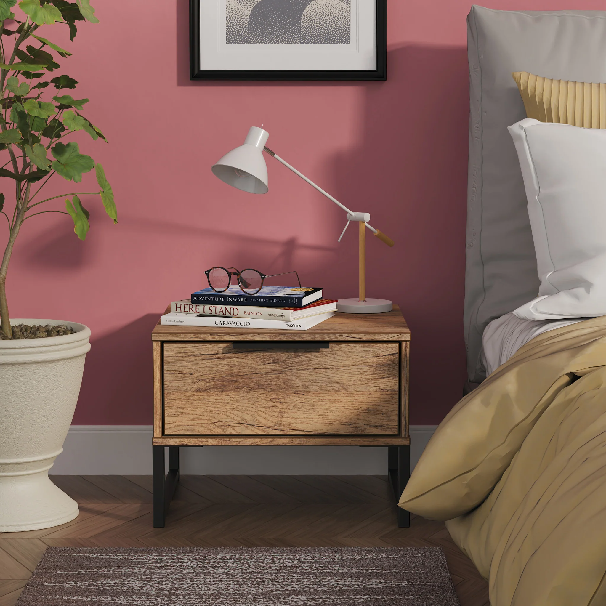 Ashbourne 1 Drawer Bedside Table - Image 8
