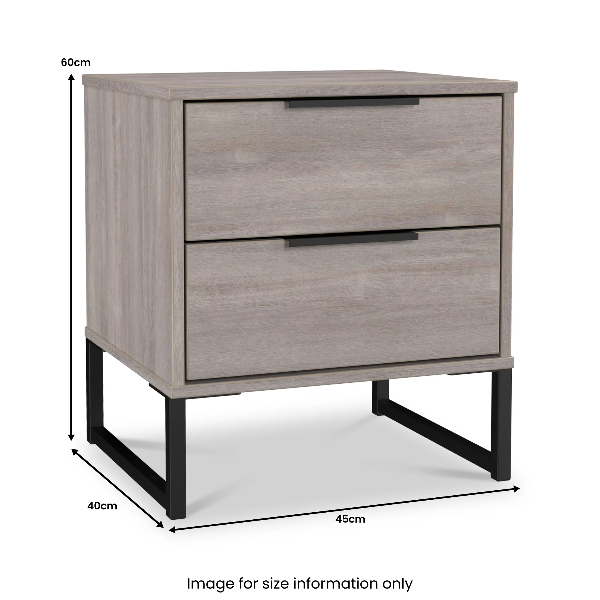 Ashbourne 2 Drawer Bedside Table - Image 12