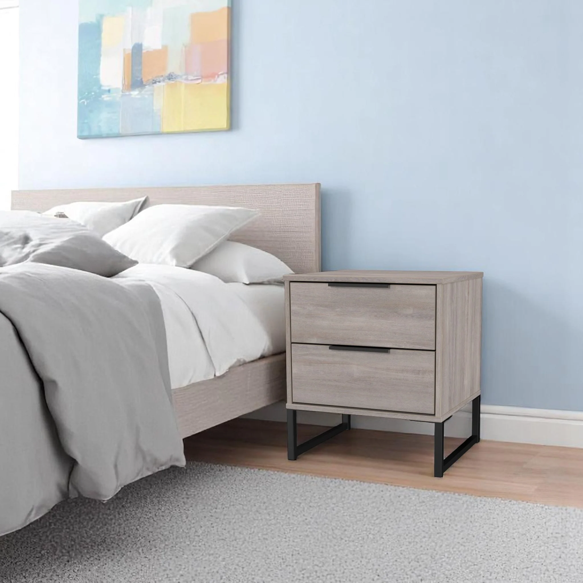 Ashbourne 2 Drawer Bedside Table - Image 2