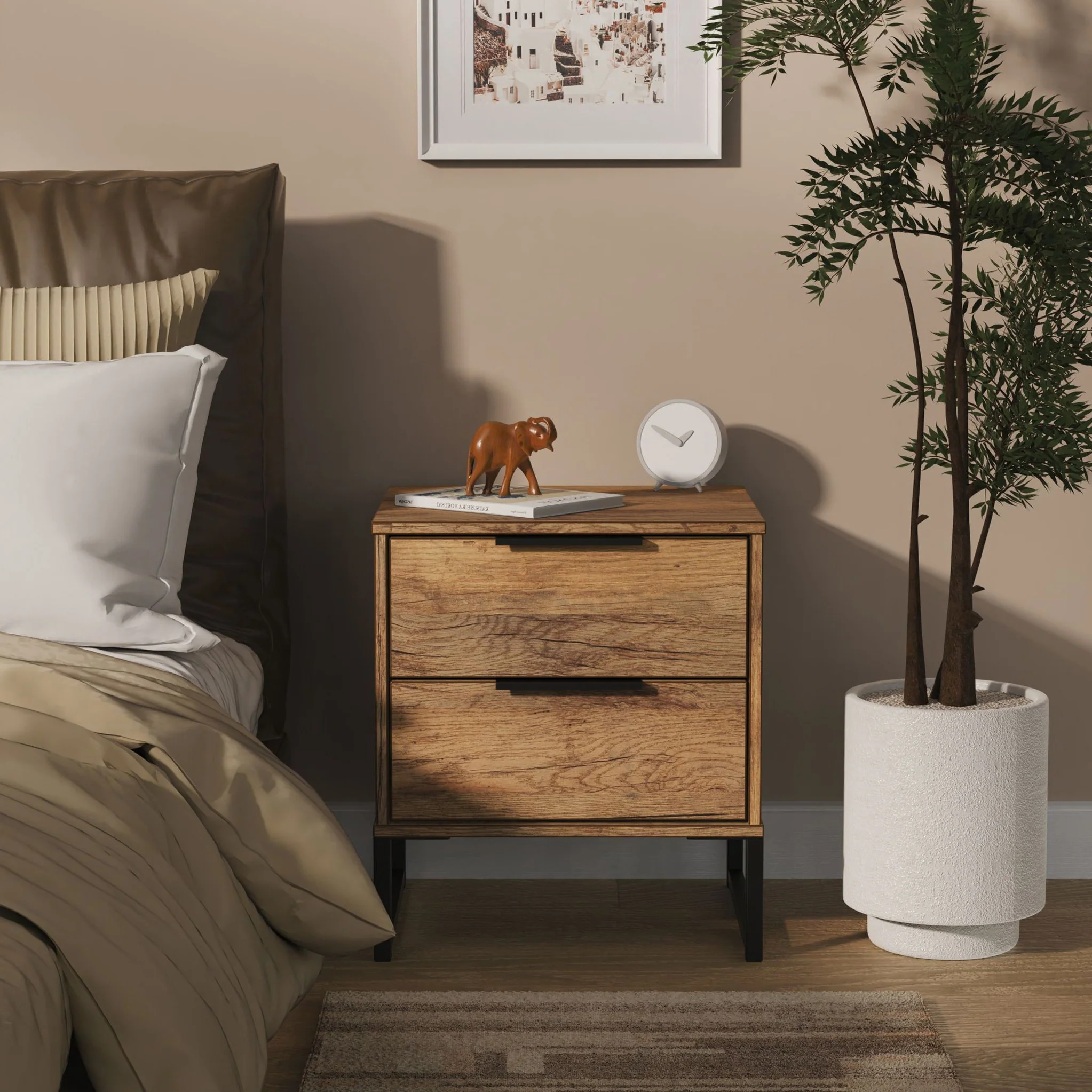 Ashbourne 2 Drawer Bedside Table - Image 8