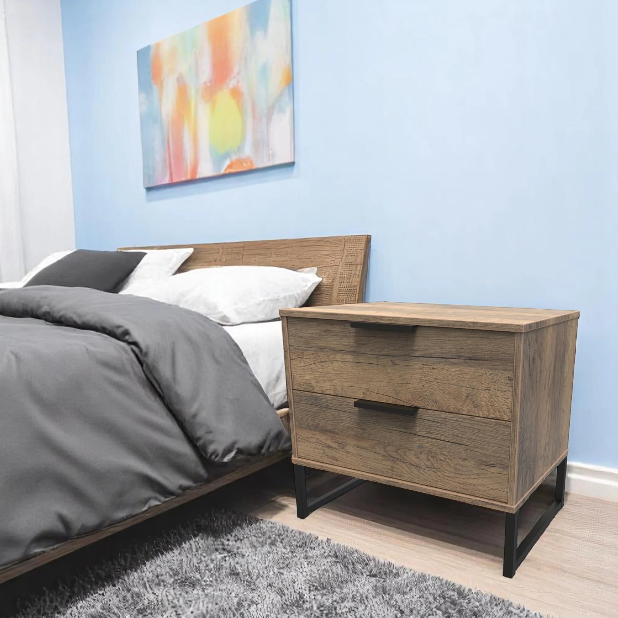 Ashbourne 2 Drawer Side Table - Image 8