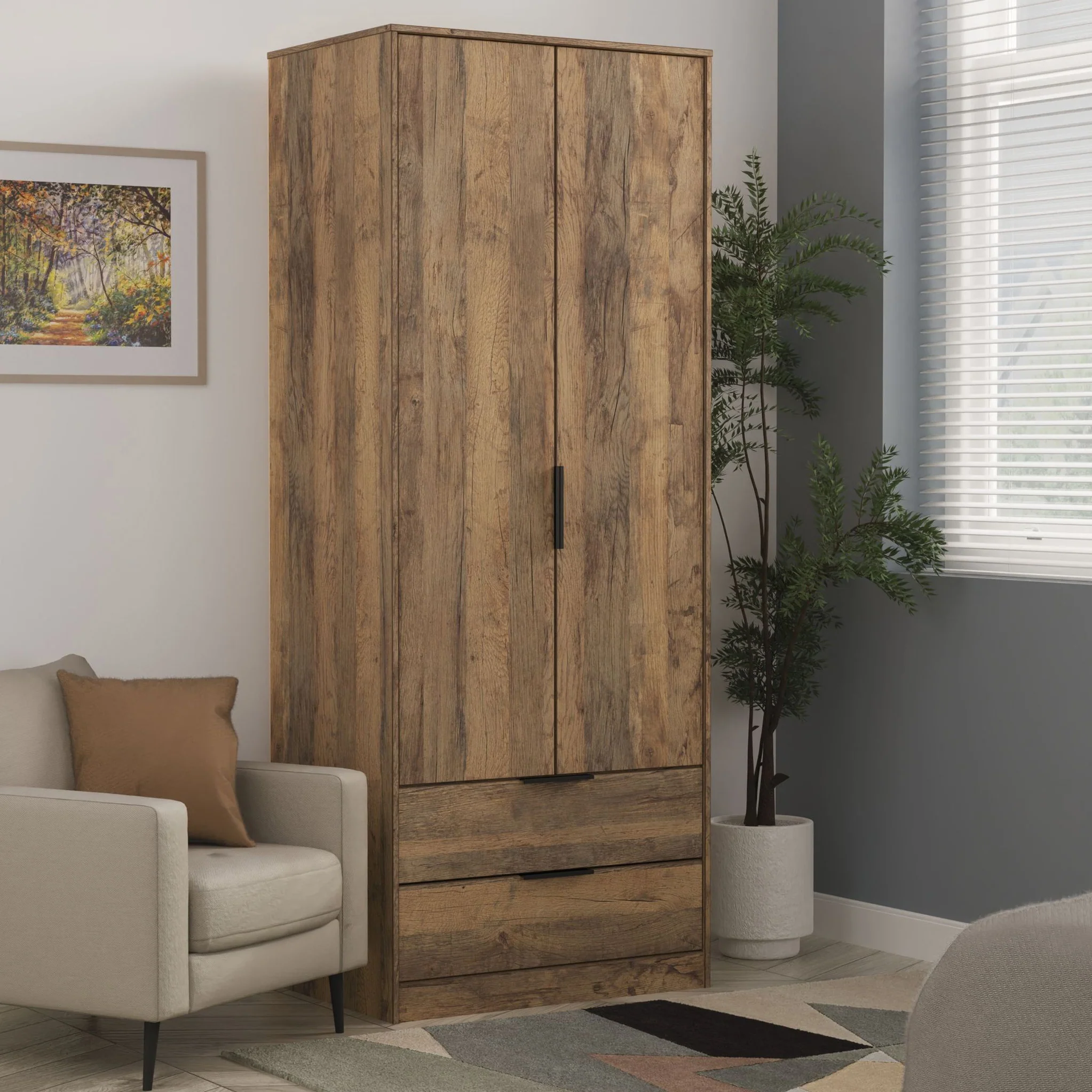 Ashbourne Double Wardrobe & 2 Drawers - Image 9