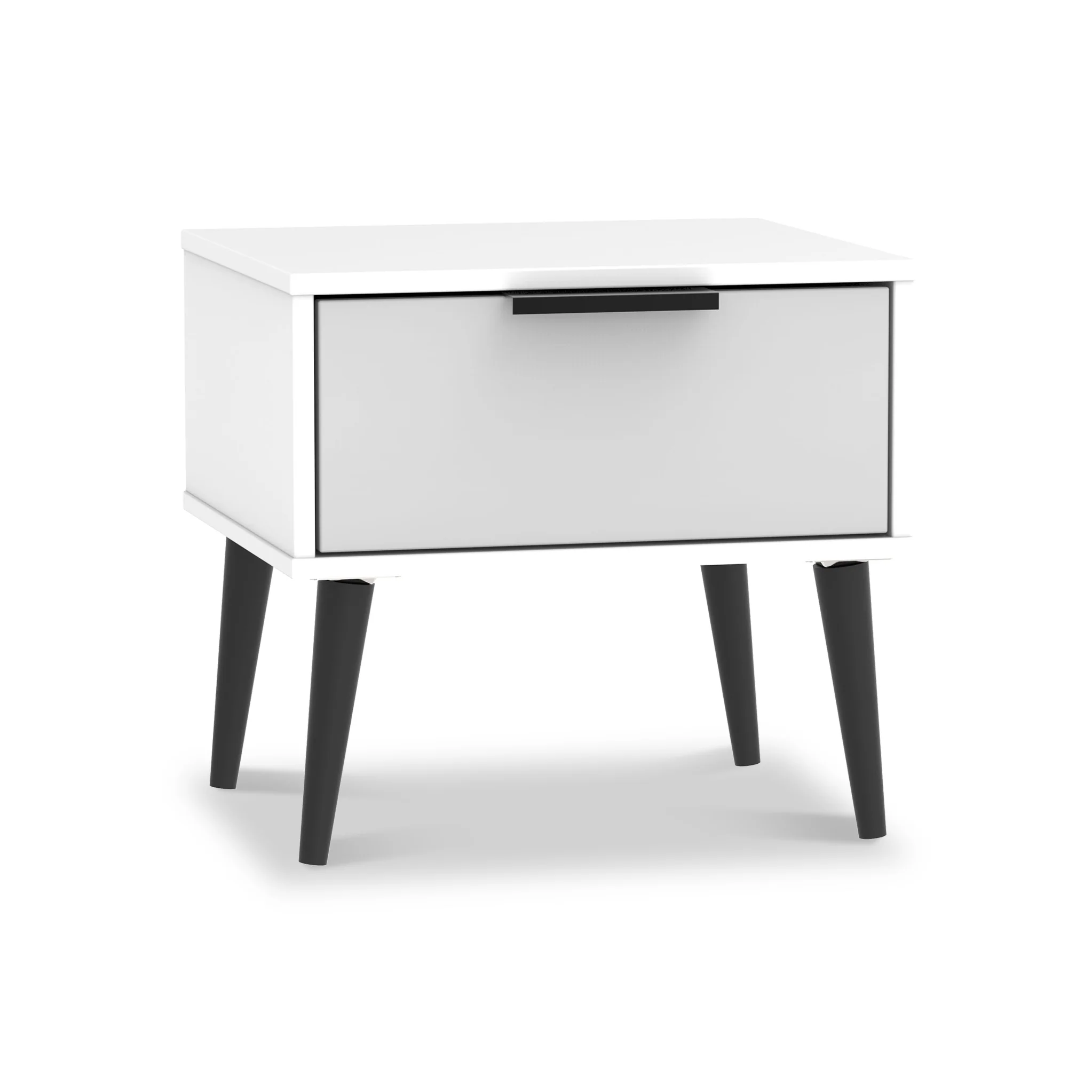 Asher White 1 Drawer Bedside Table with Black Legs - Image 3