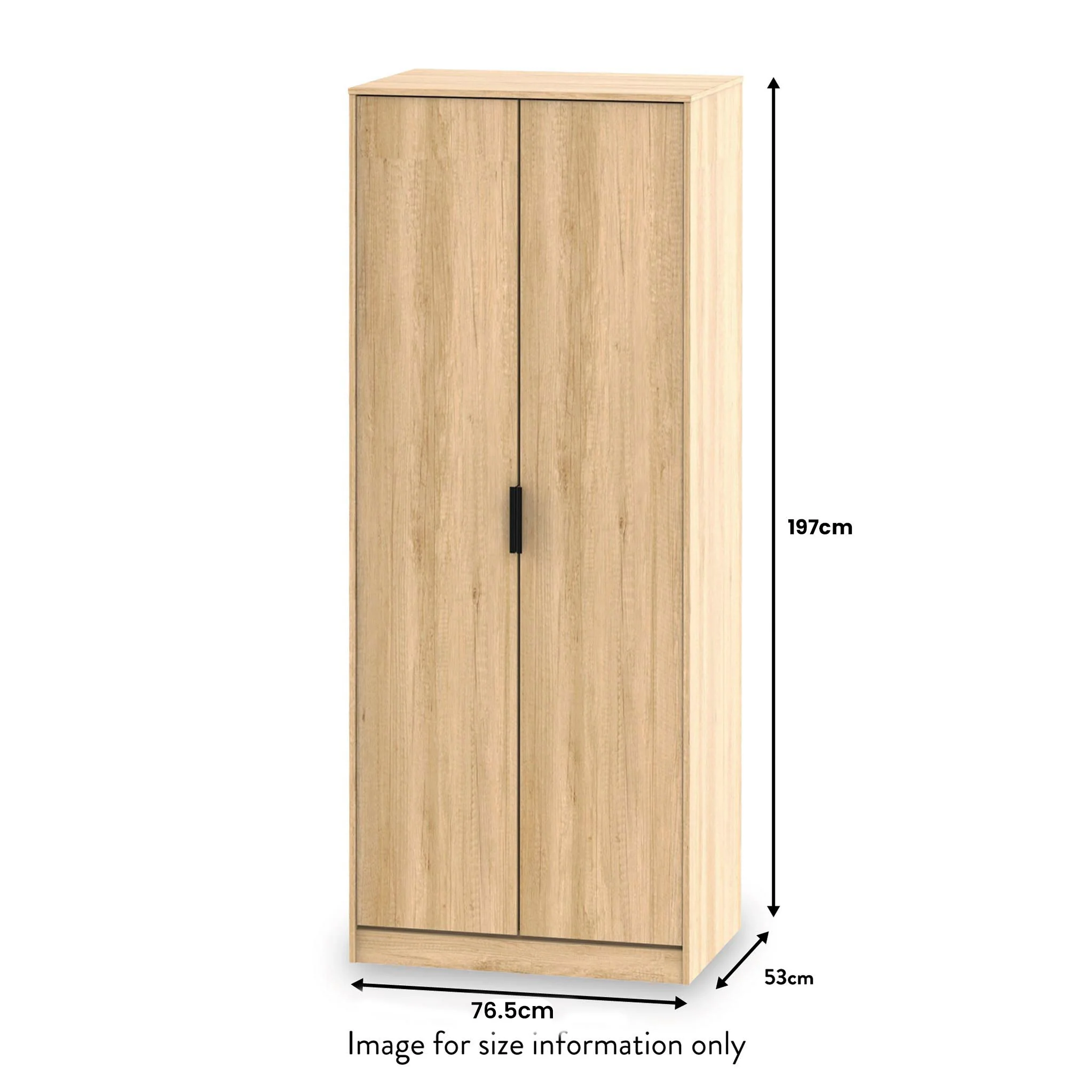 Asher Light Oak 2 Door Double Wardrobe - Image 4