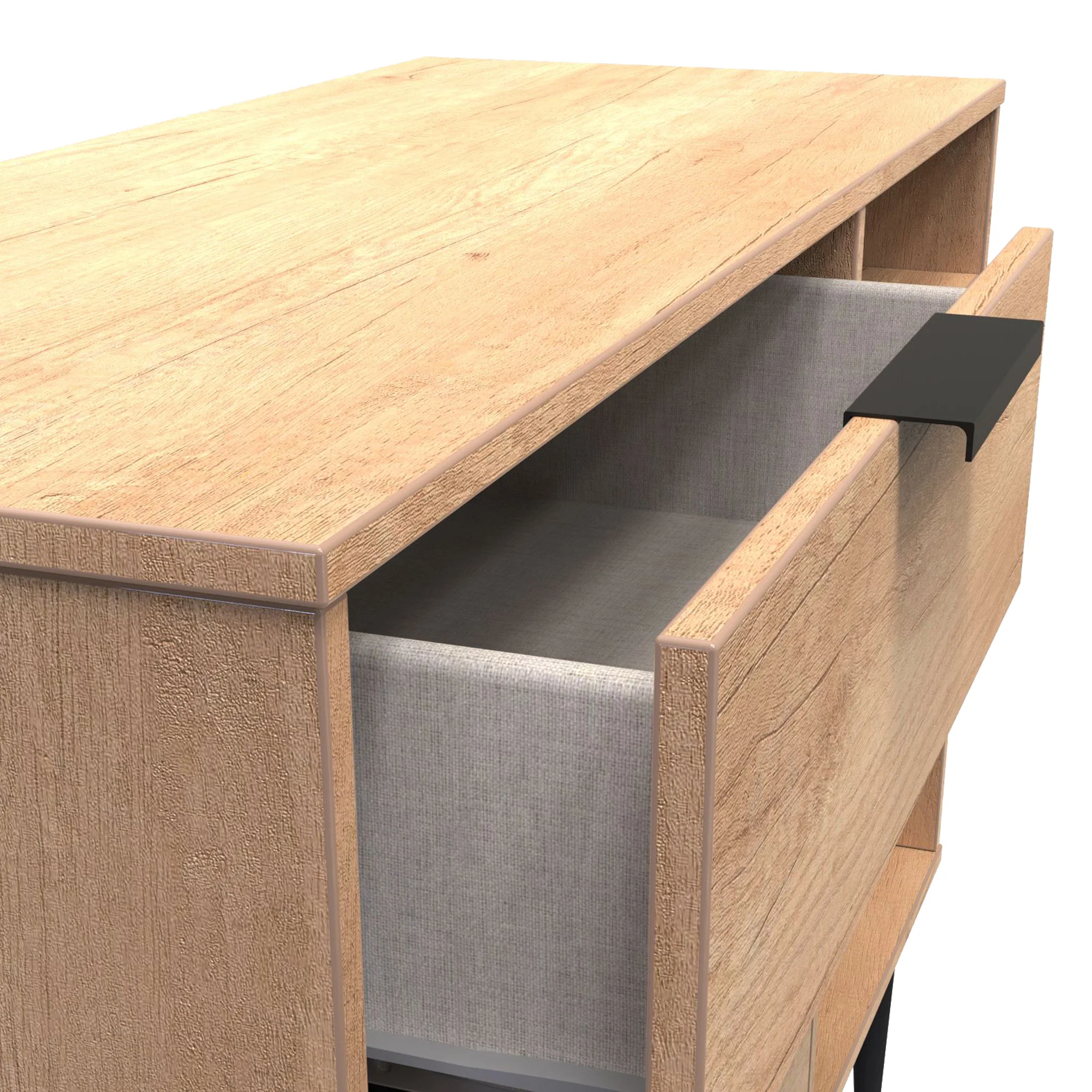 Asher Light Oak 3 Drawer TV Unit with Black Legs - Image 5