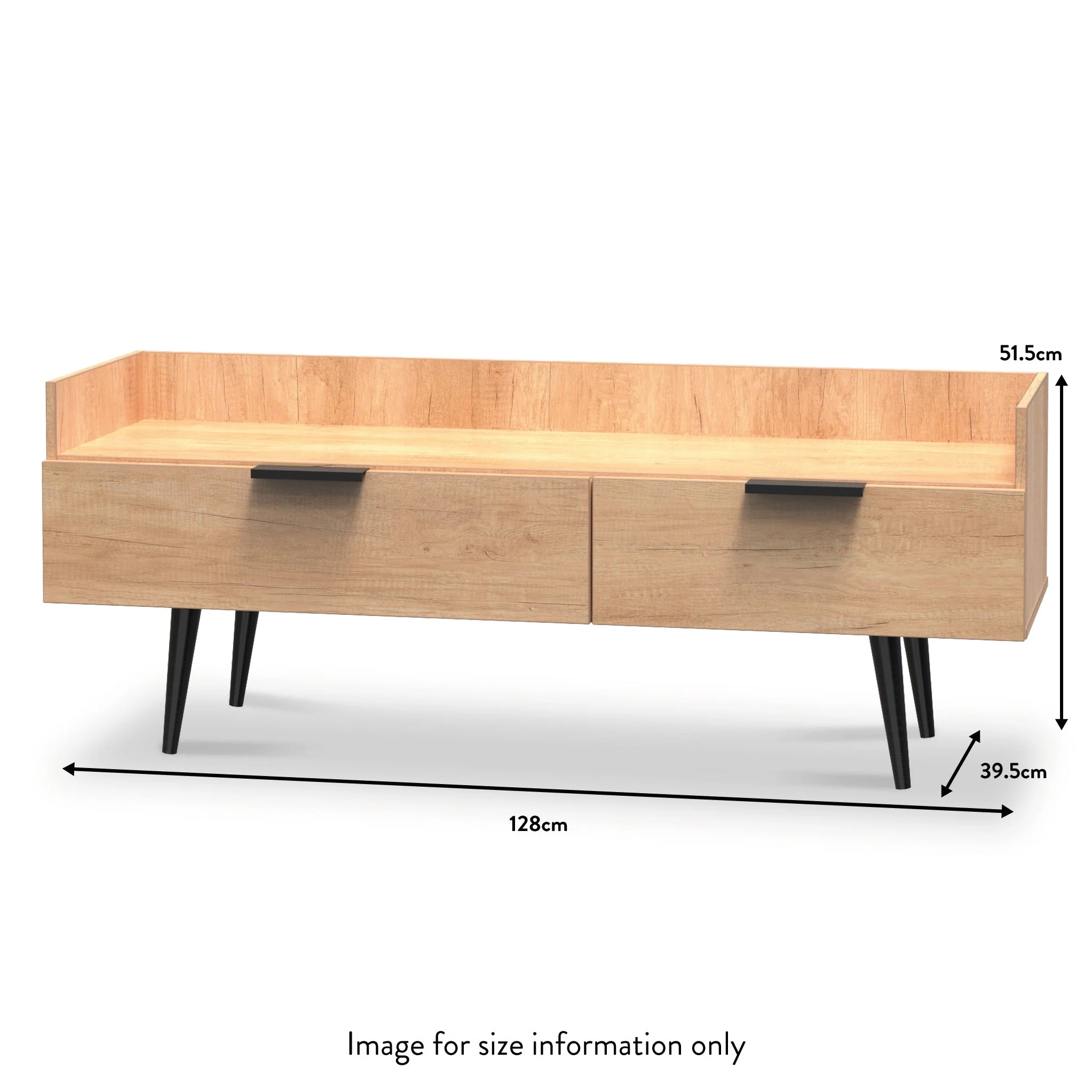 Asher Light Oak Media Console Unit with Black Legs - Image 6