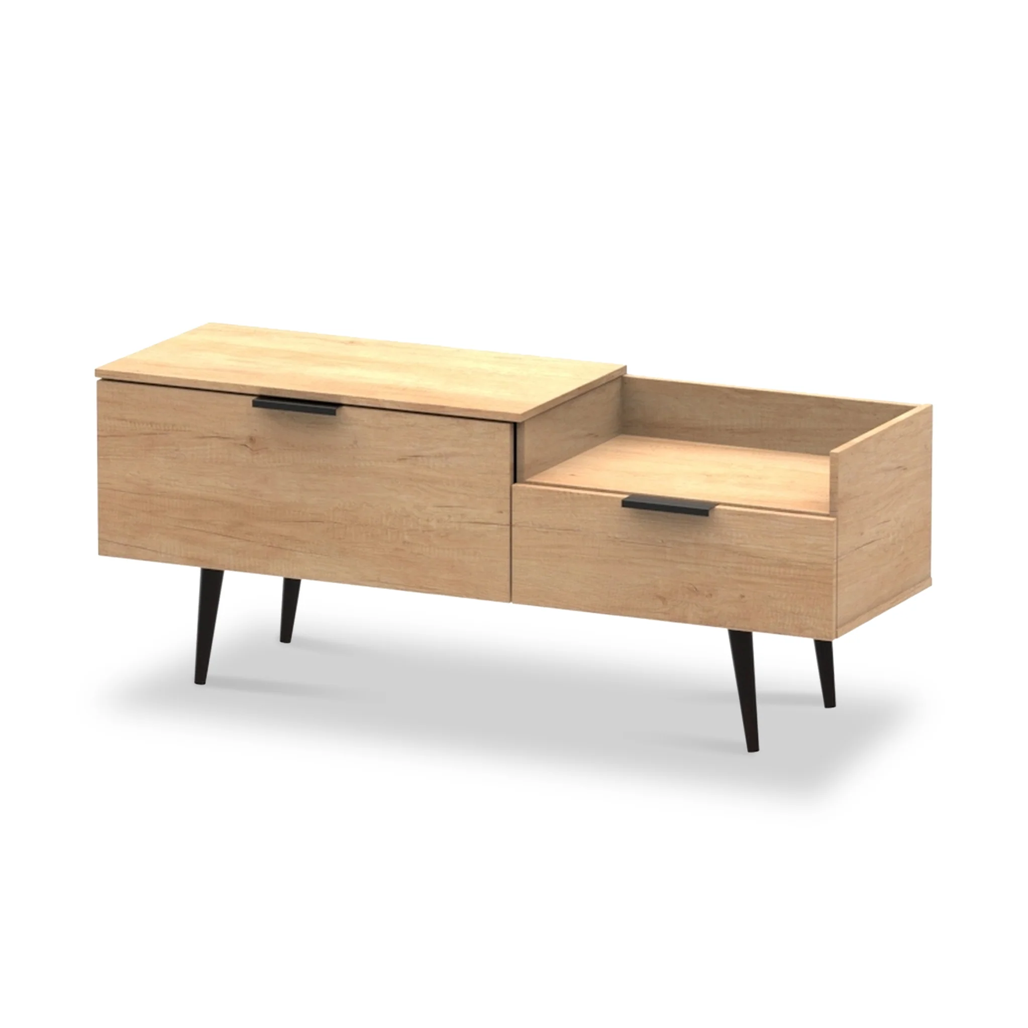 Asher Light Oak TV Console Unit with Black Legs - Image 3