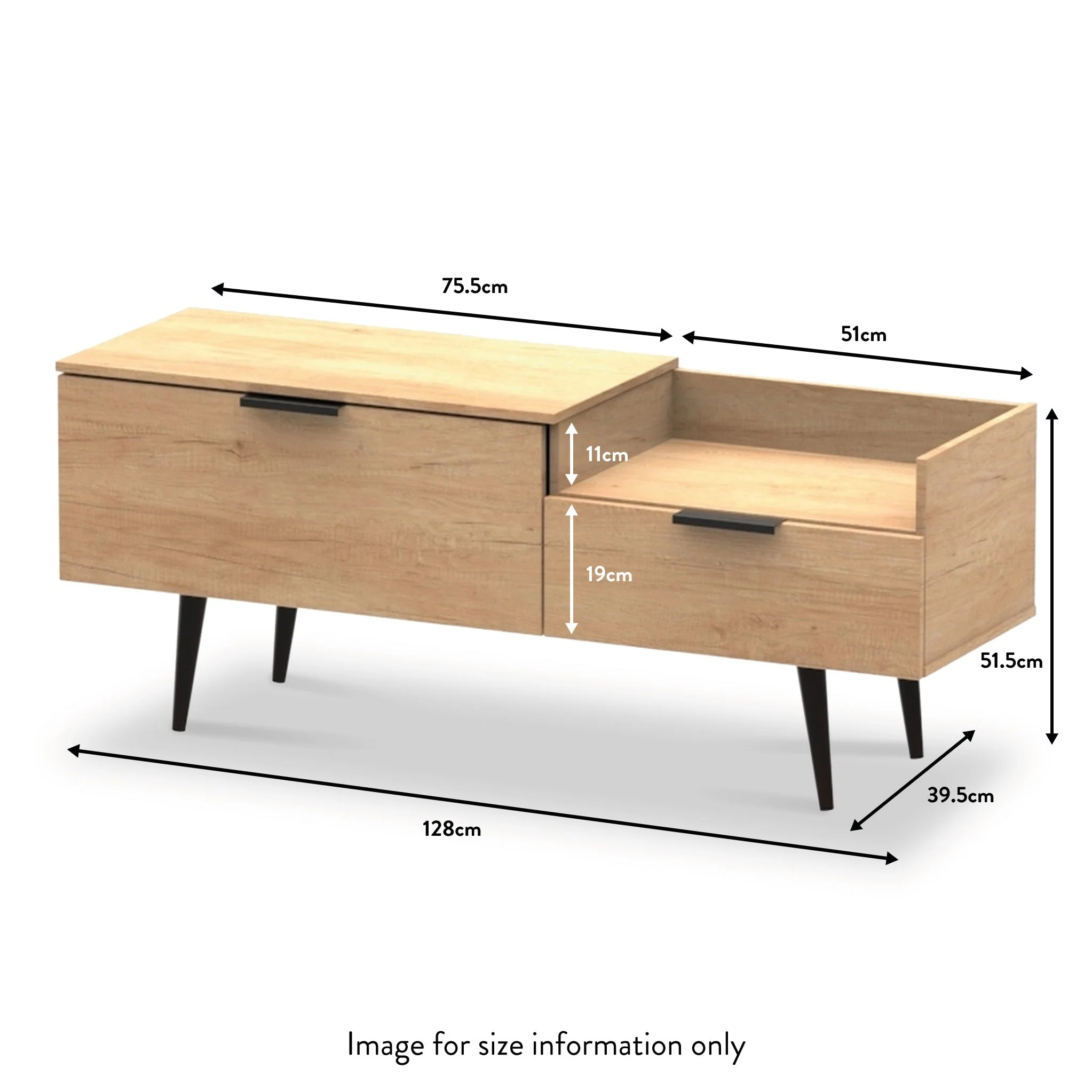 Asher Light Oak TV Console Unit with Black Legs - Image 6