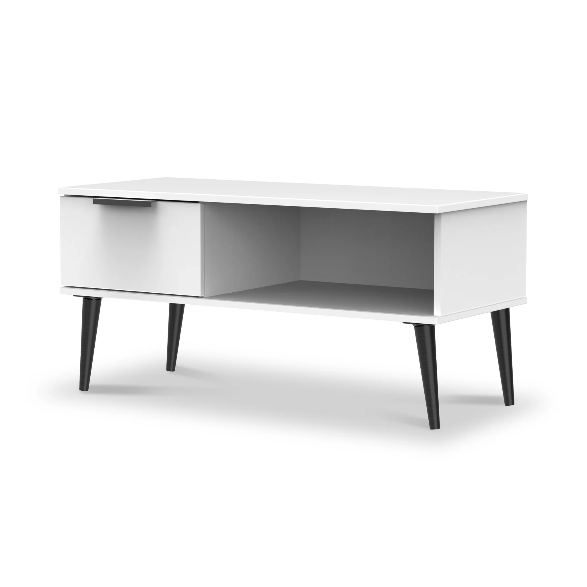 Asher White 1 Drawer Coffee Table with Black Legs - Image 3