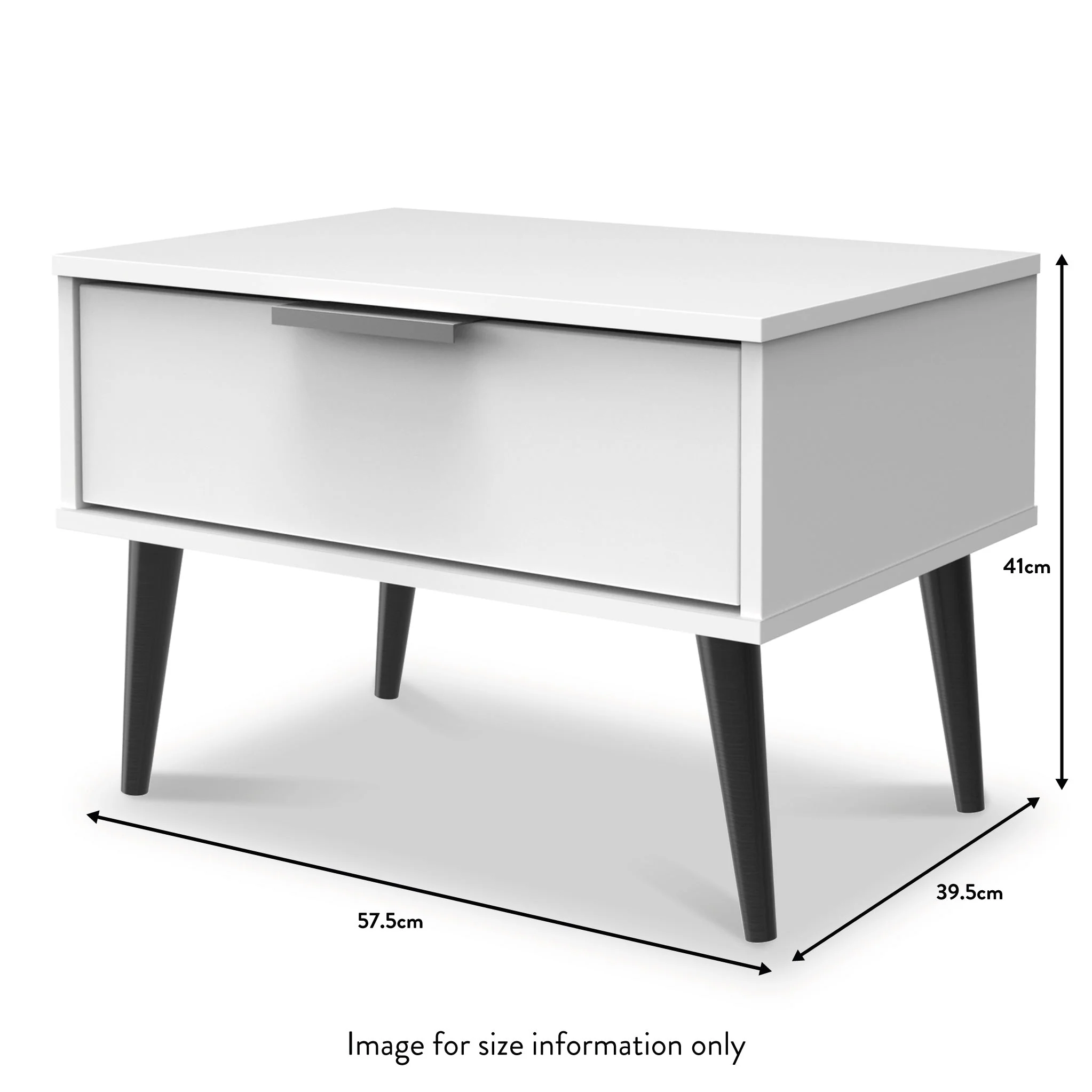 Asher White 1 Drawer Side Table with Black Legs - Image 4