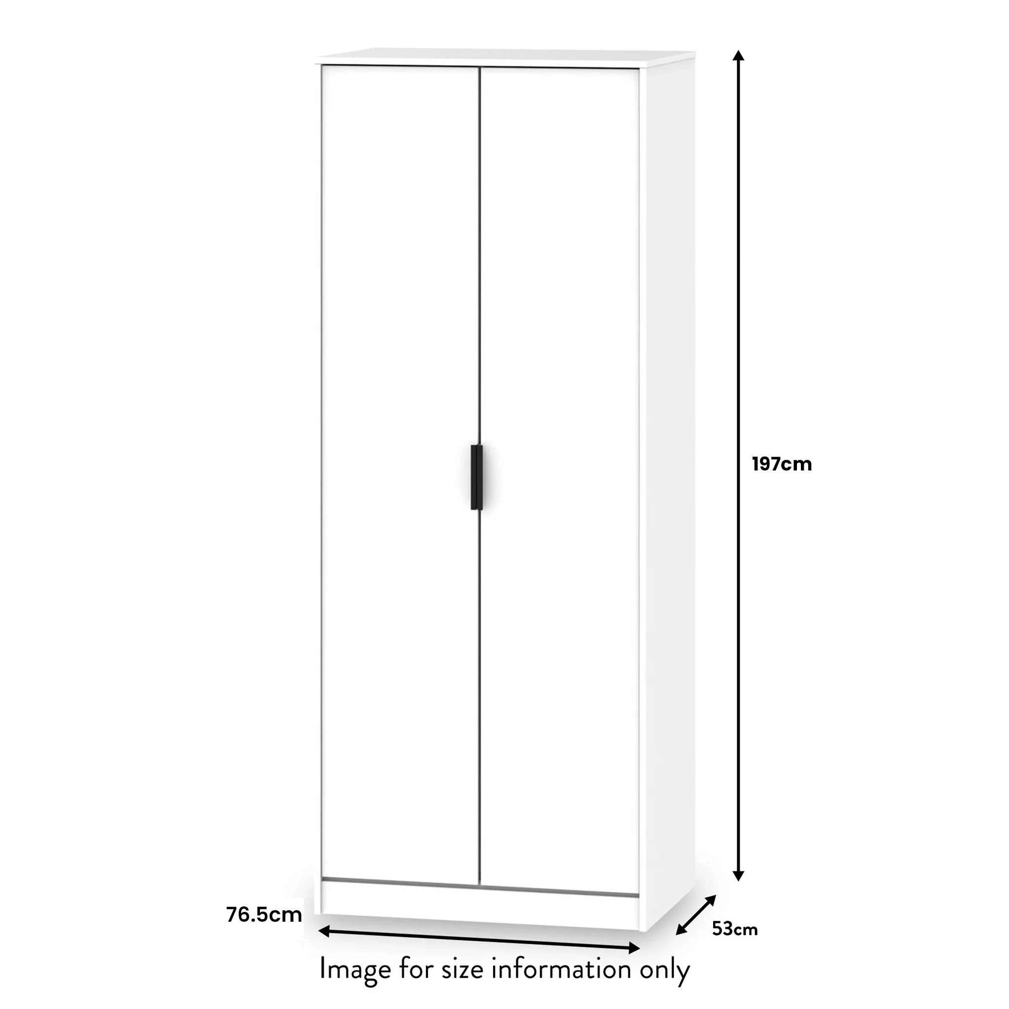 Asher White 2 Door Double Wardrobe - Image 7