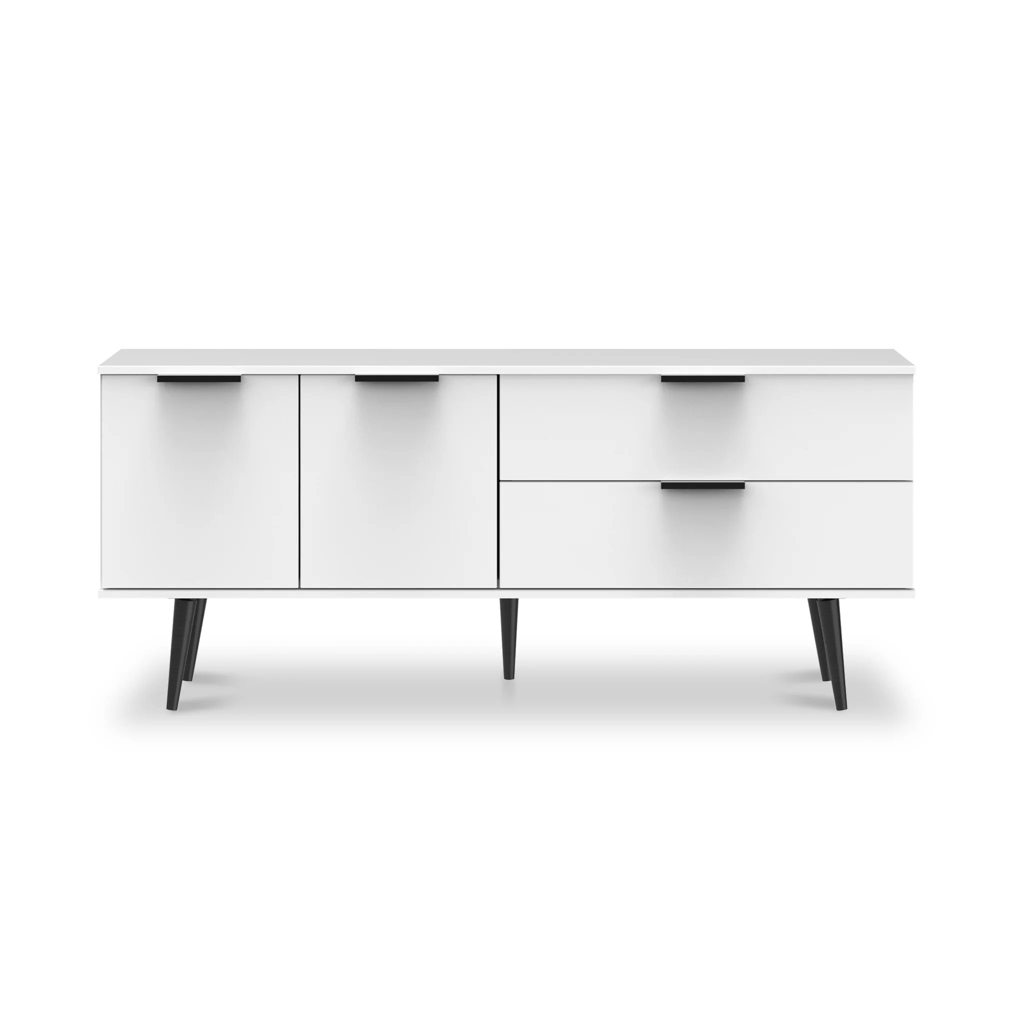 Asher White 2 Drawer 2 Door Wide Sideboard with Black Legs - Image 3