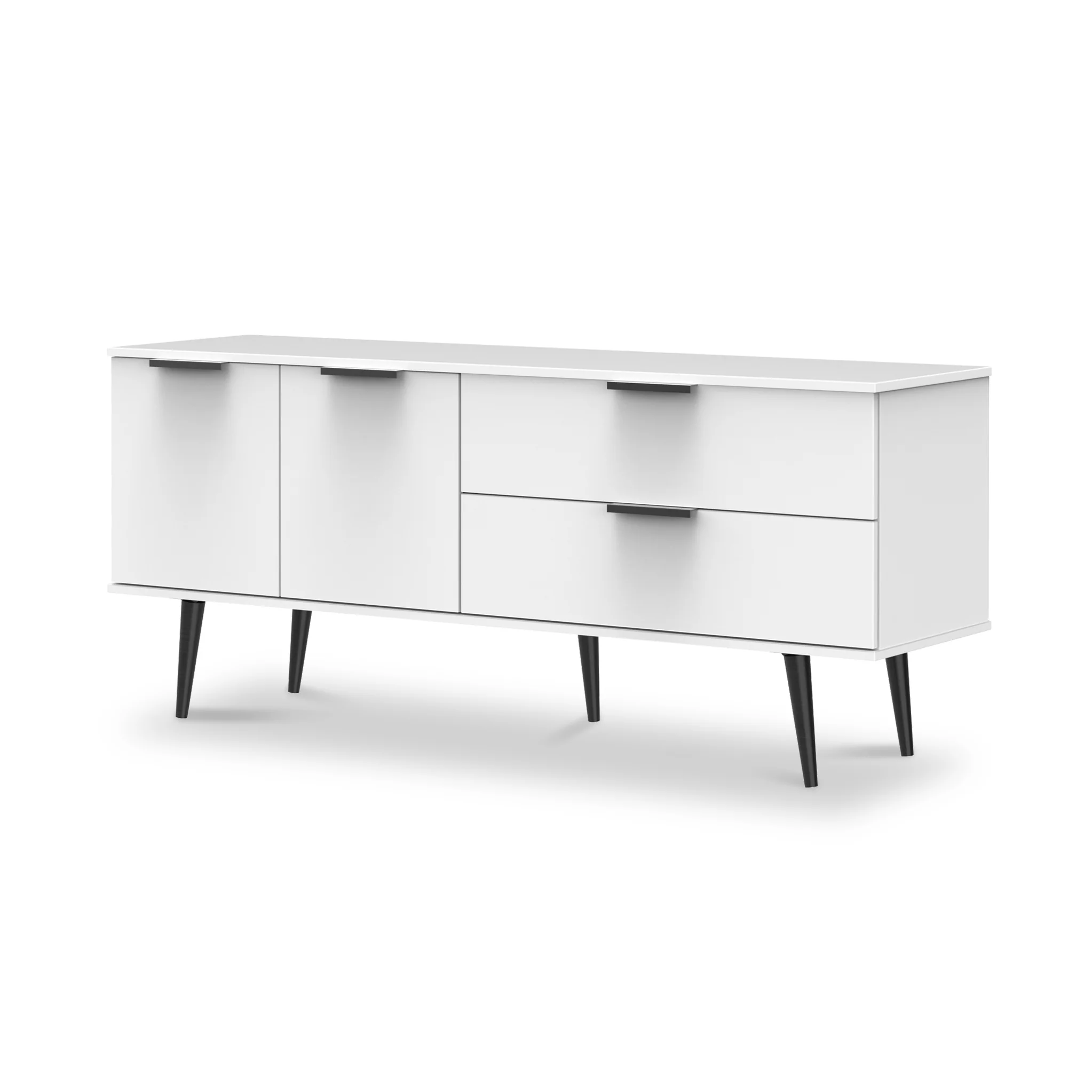 Asher White 2 Drawer 2 Door Wide Sideboard with Black Legs - Image 4
