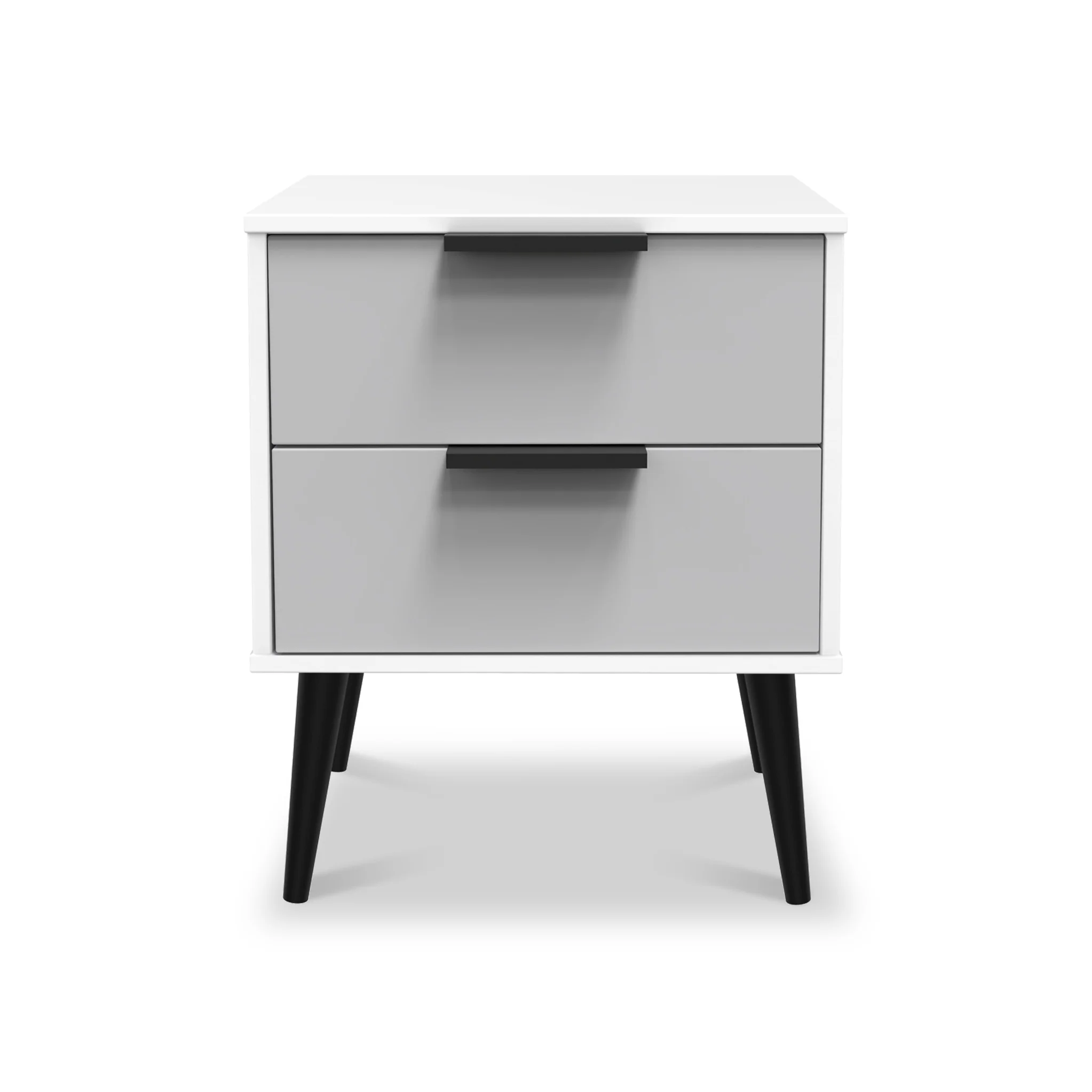 Asher White 2 Drawer Bedside Table with Black Legs - Image 3