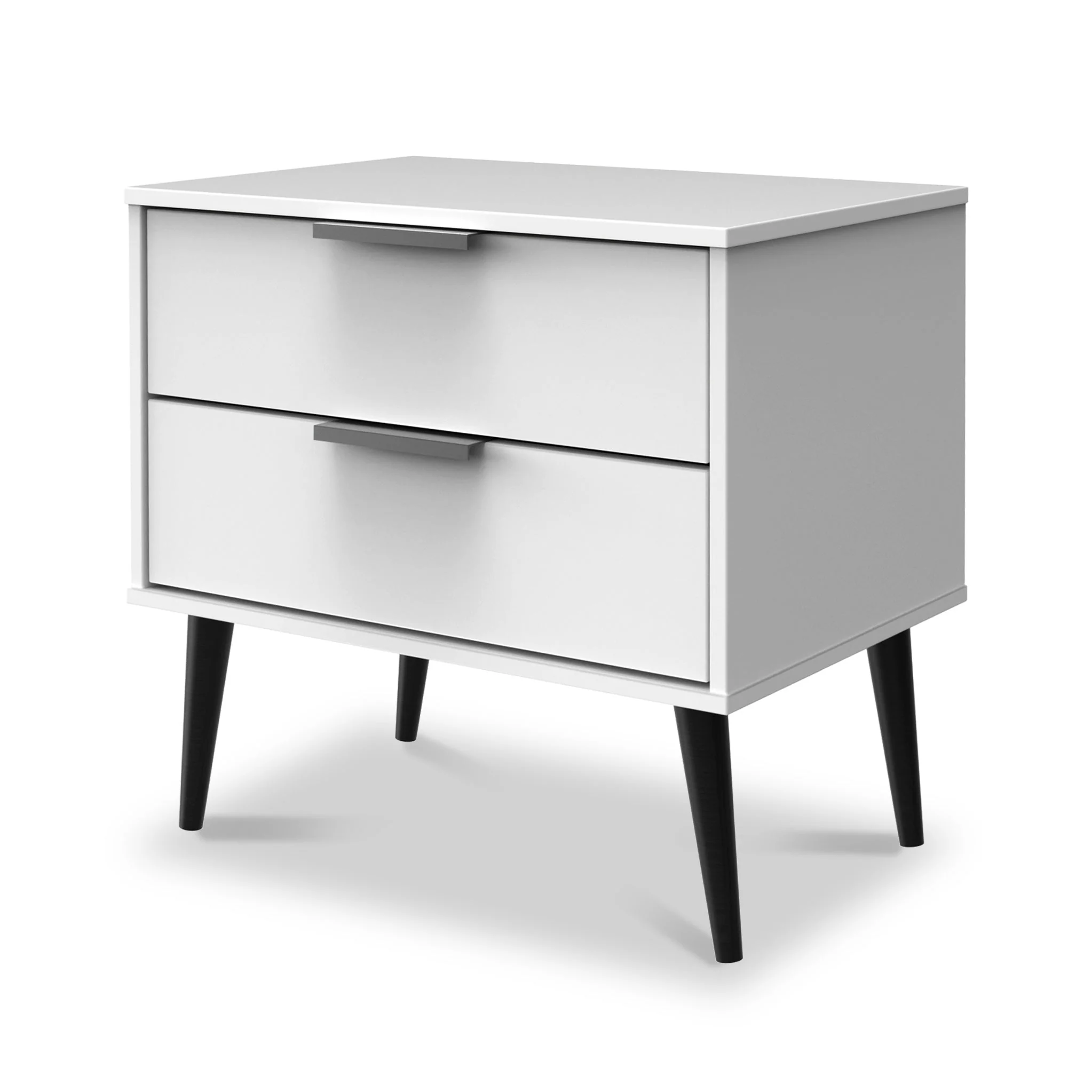 Asher White 2 Drawer Side Table with Black Legs - Image 3