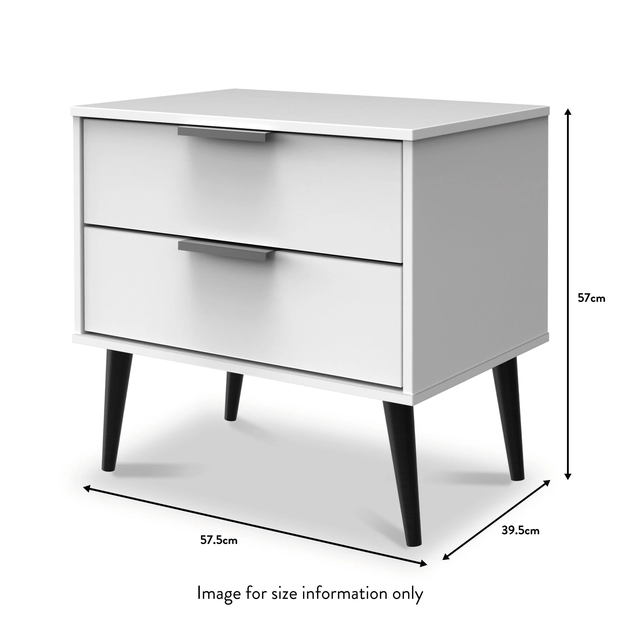 Asher White 2 Drawer Side Table with Black Legs - Image 5