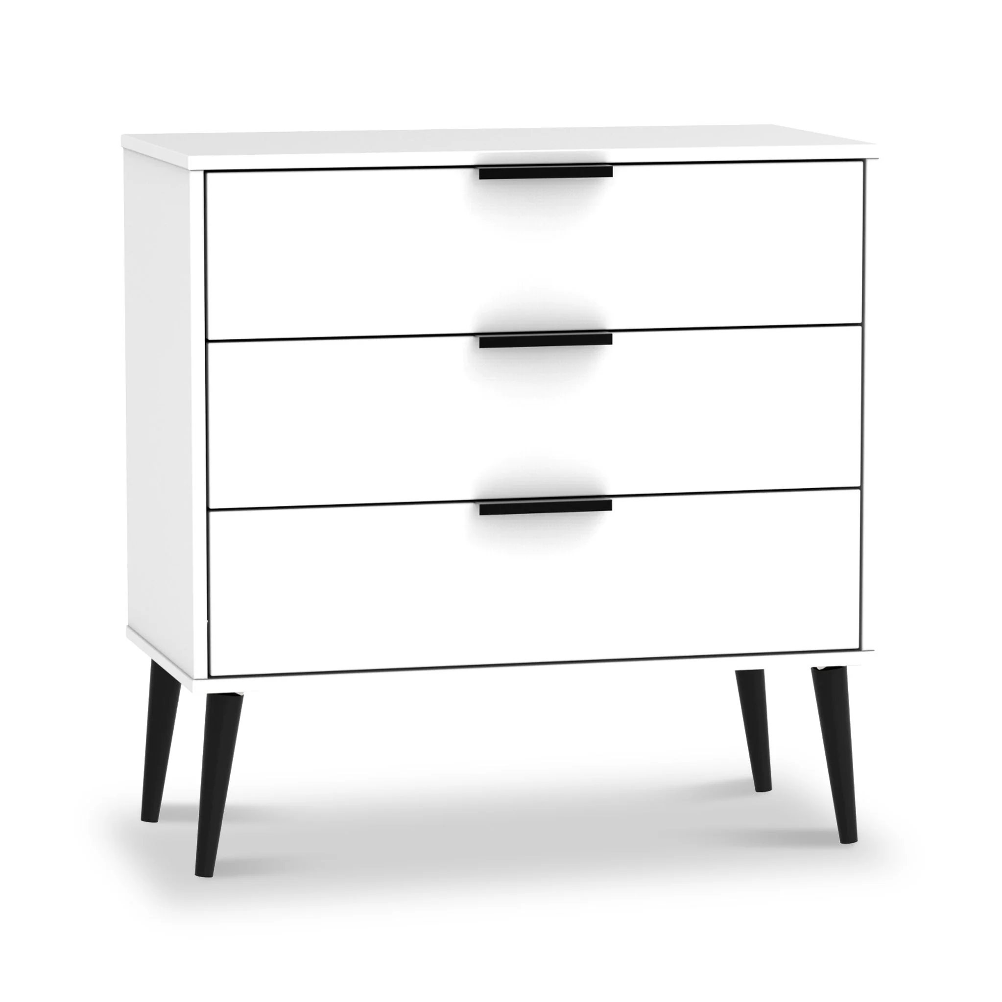 Asher White 3 Drawer Chest with Black Legs - Image 4