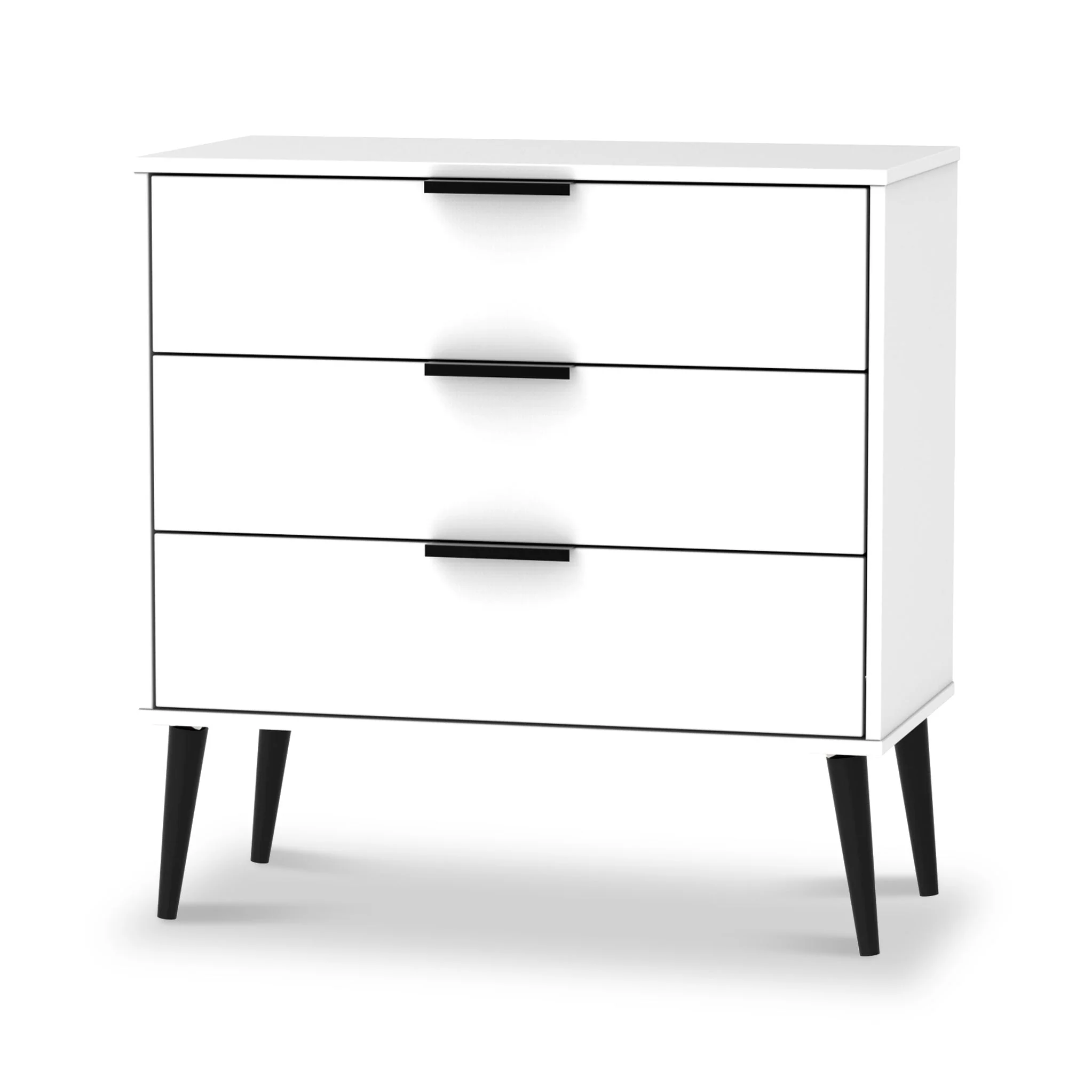 Asher White 3 Drawer Chest with Black Legs - Image 5