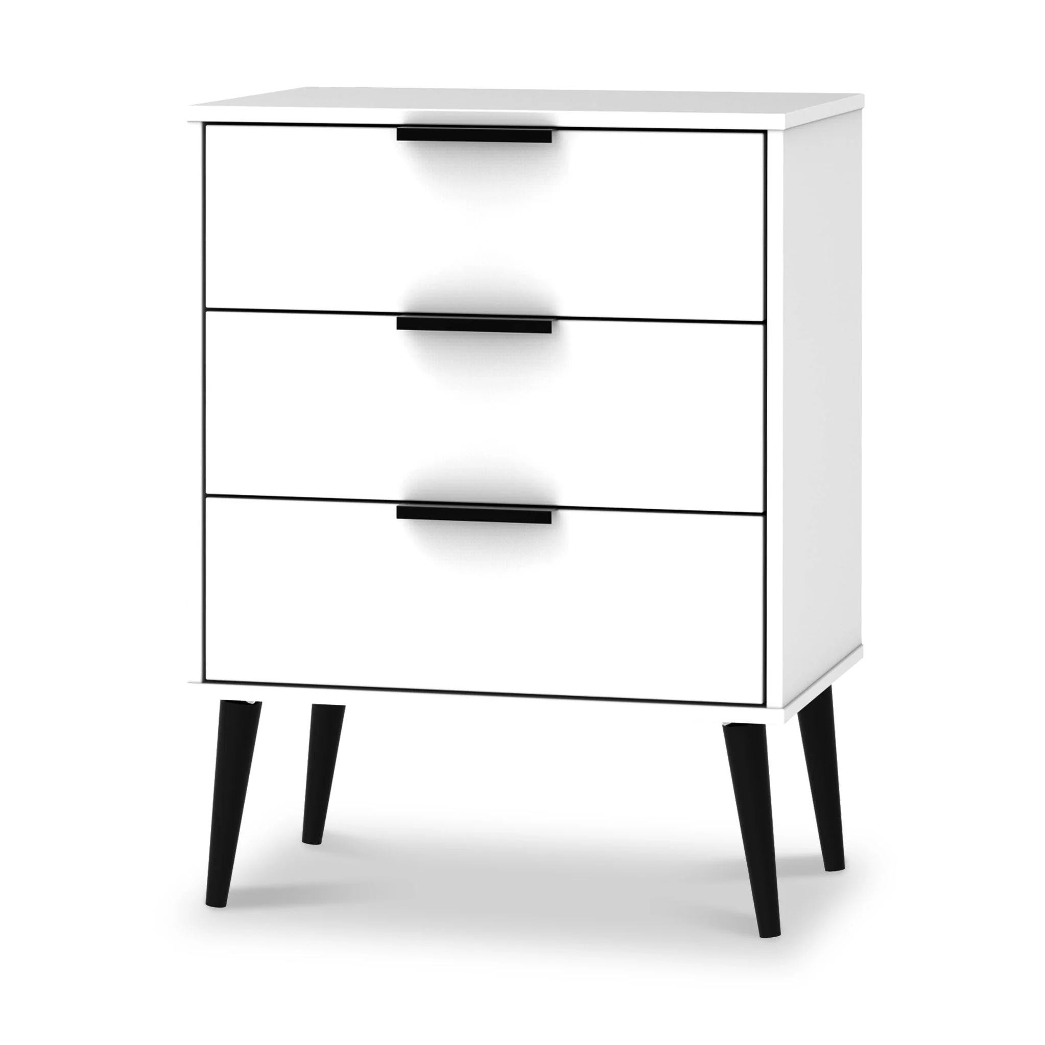 Asher White 3 Drawer Midi Unit with Black Legs - Image 2