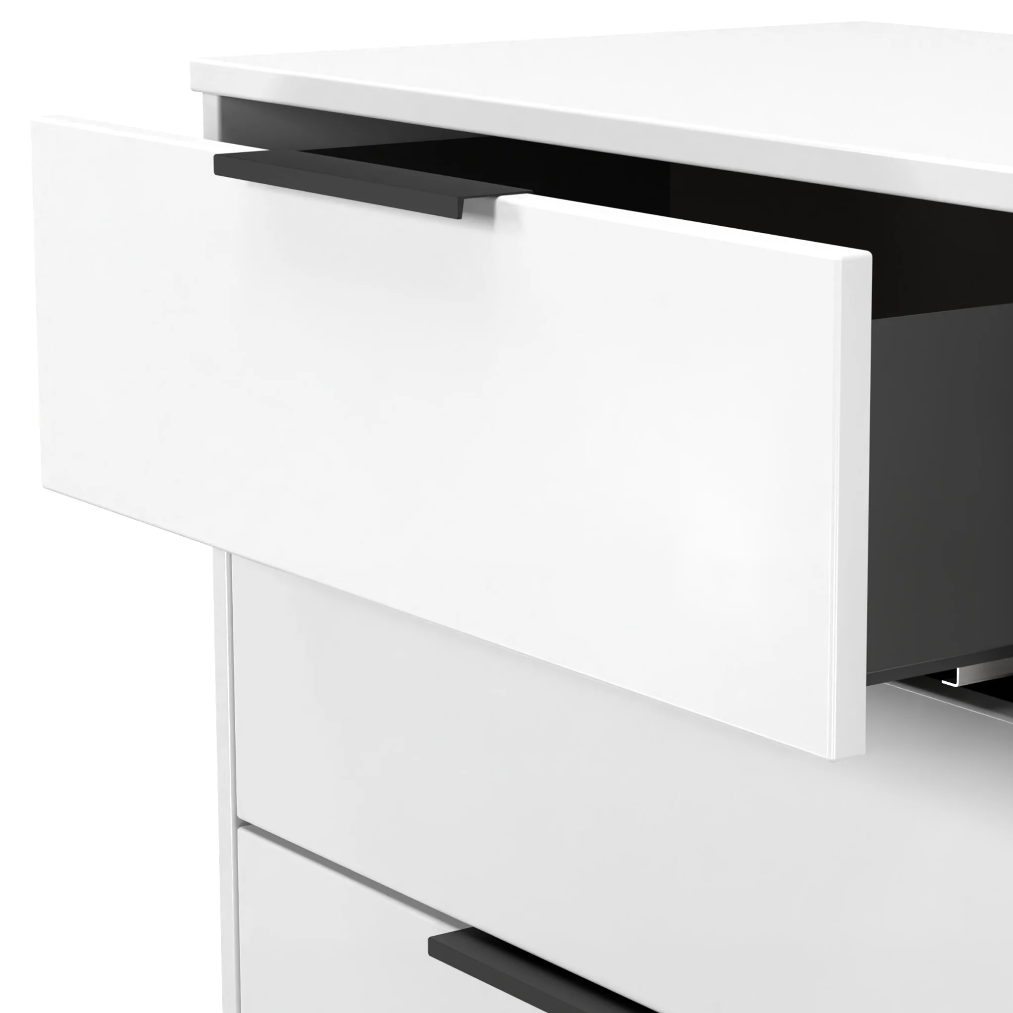 Asher White 3 Drawer TV Unit with Black Legs - Image 4