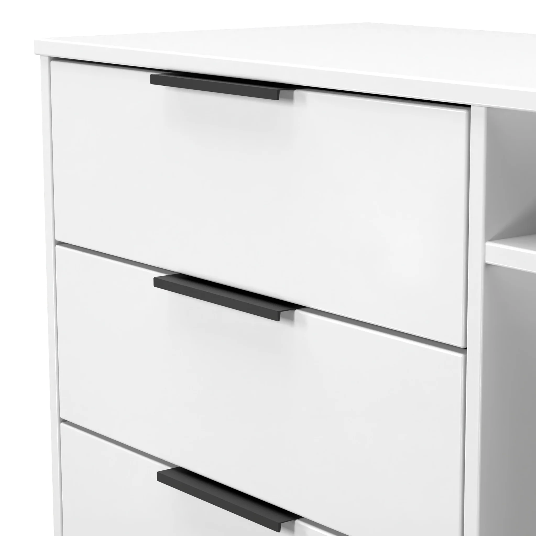Asher White 3 Drawer TV Unit with Black Legs - Image 5