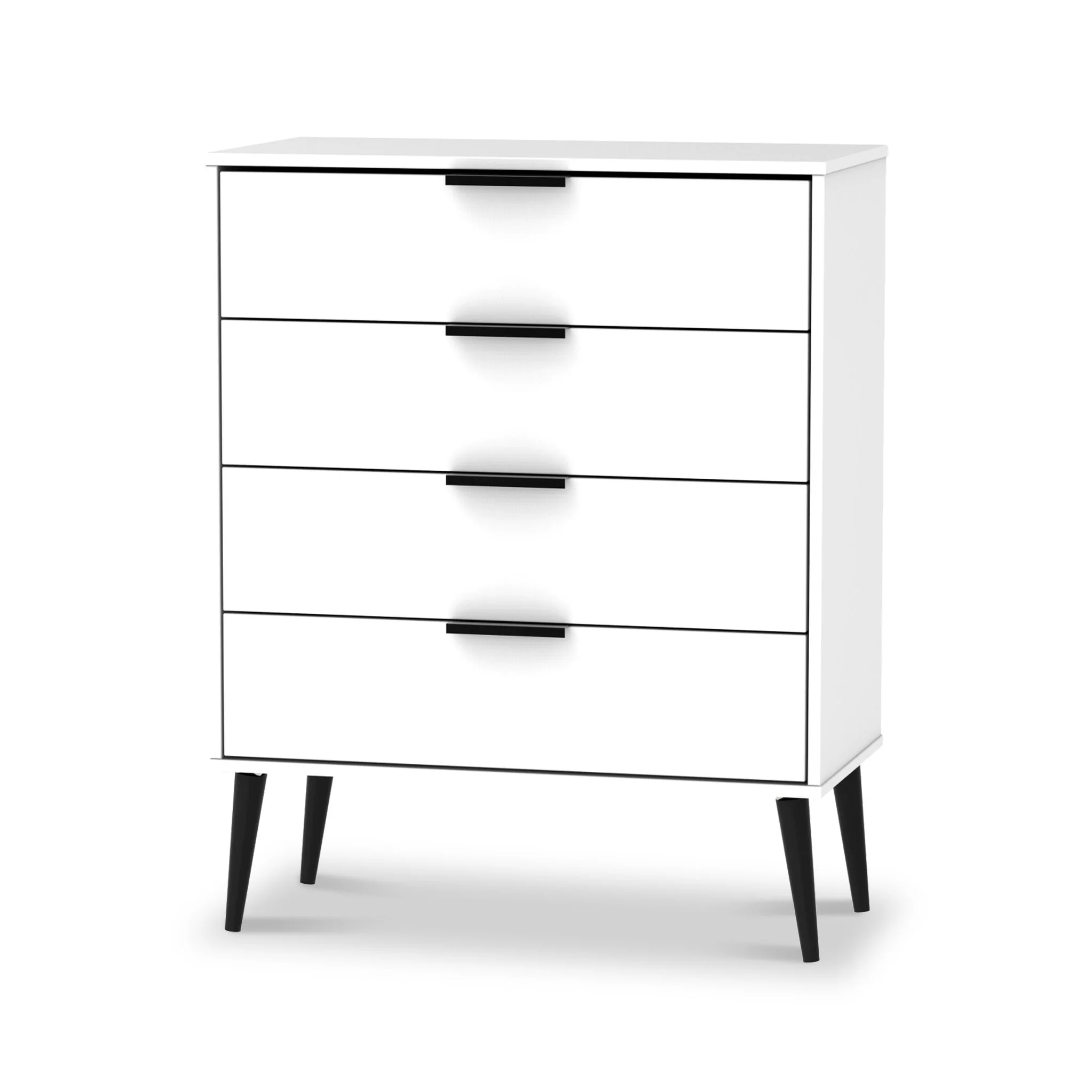 Asher White 4 Drawer Chest with Black Legs - Image 3