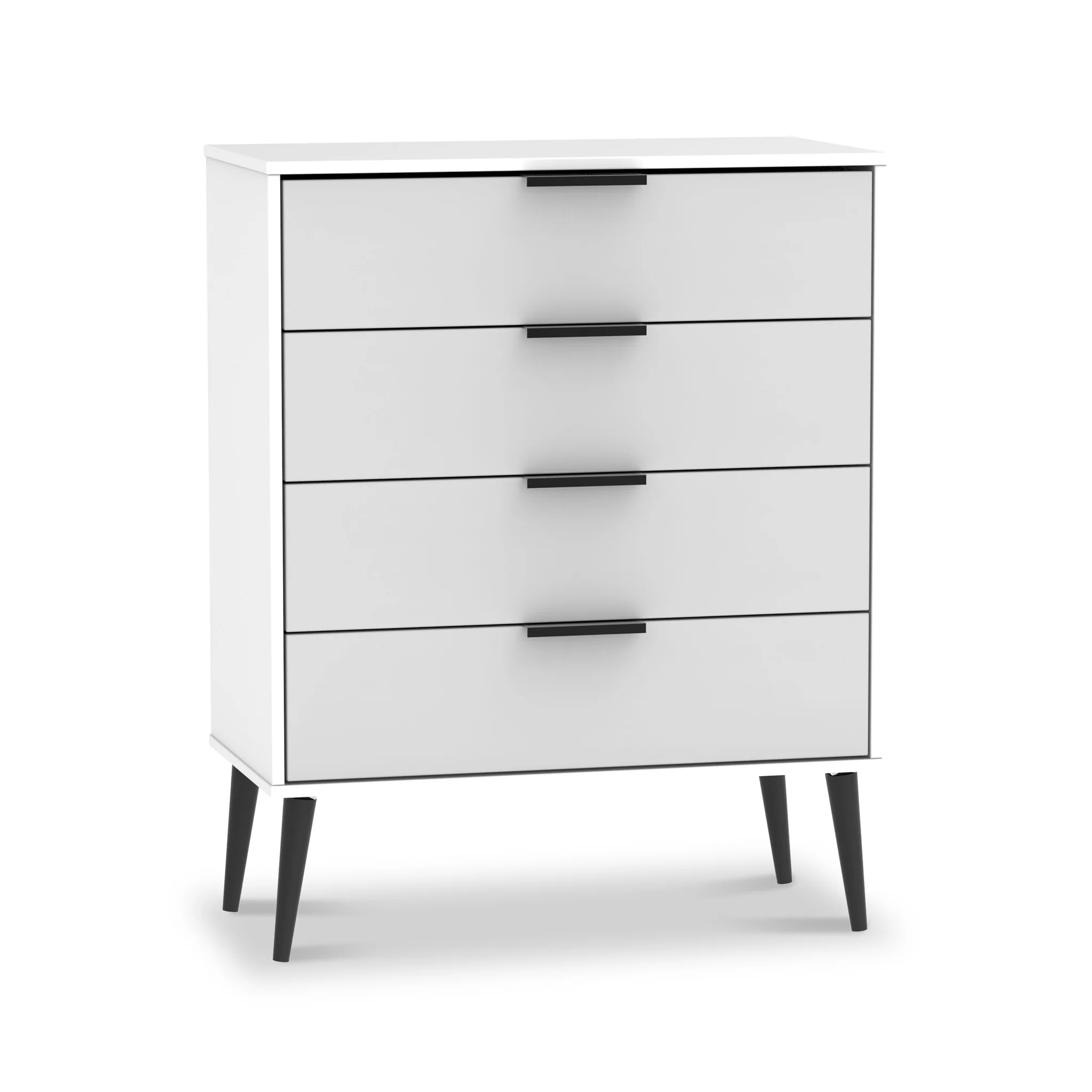 Asher White 4 Drawer Chest with Black Legs - Image 4