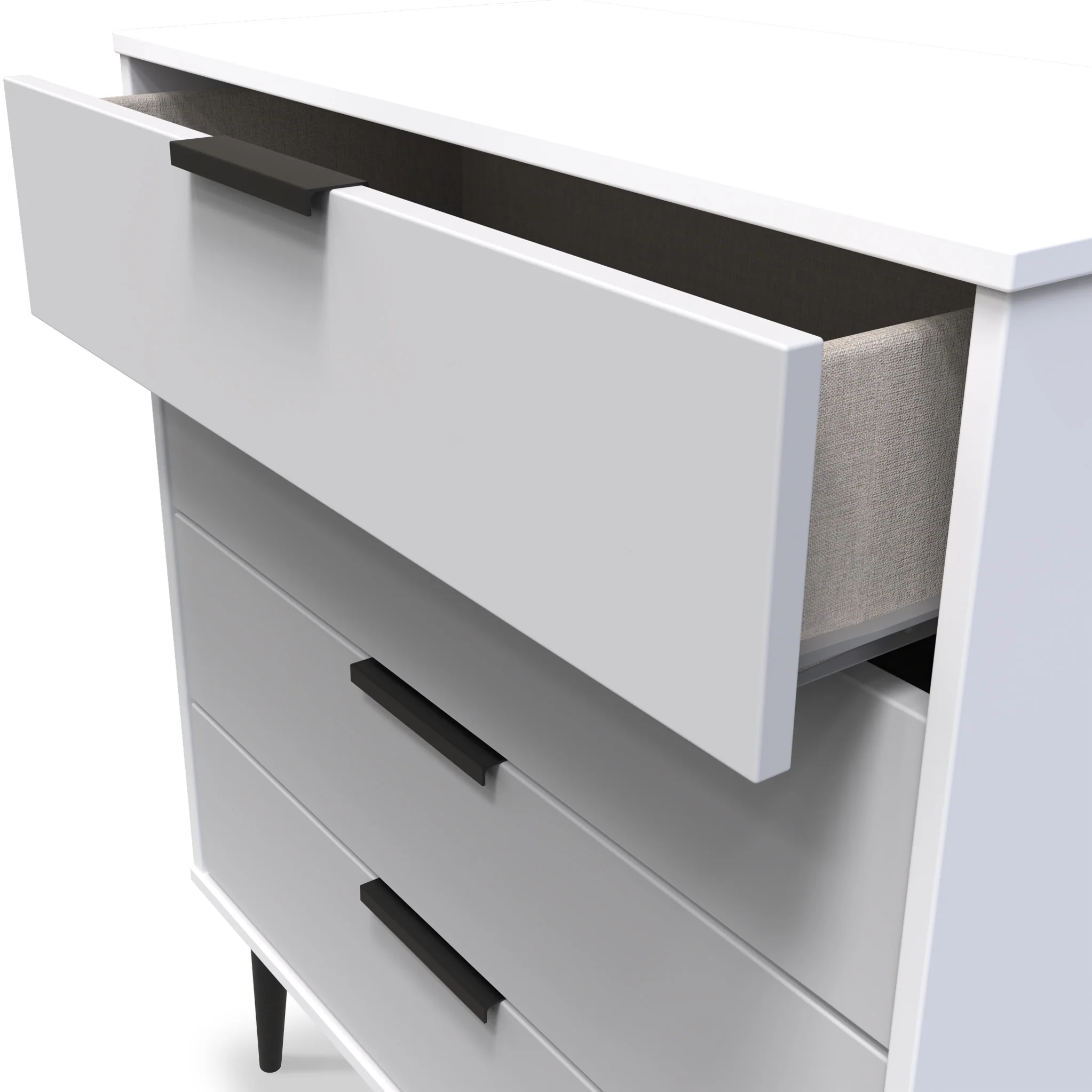 Asher White 4 Drawer Chest with Black Legs - Image 6