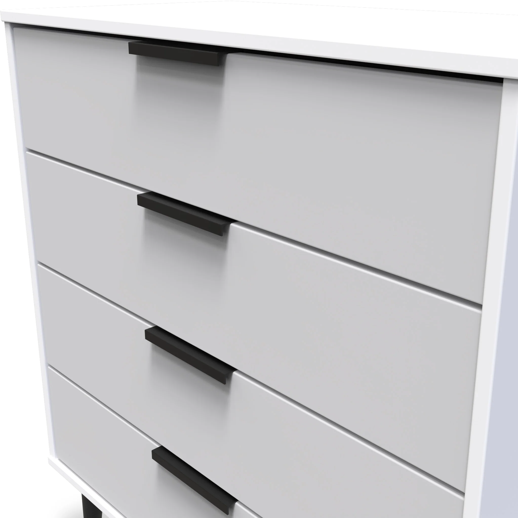 Asher White 4 Drawer Chest with Black Legs - Image 7