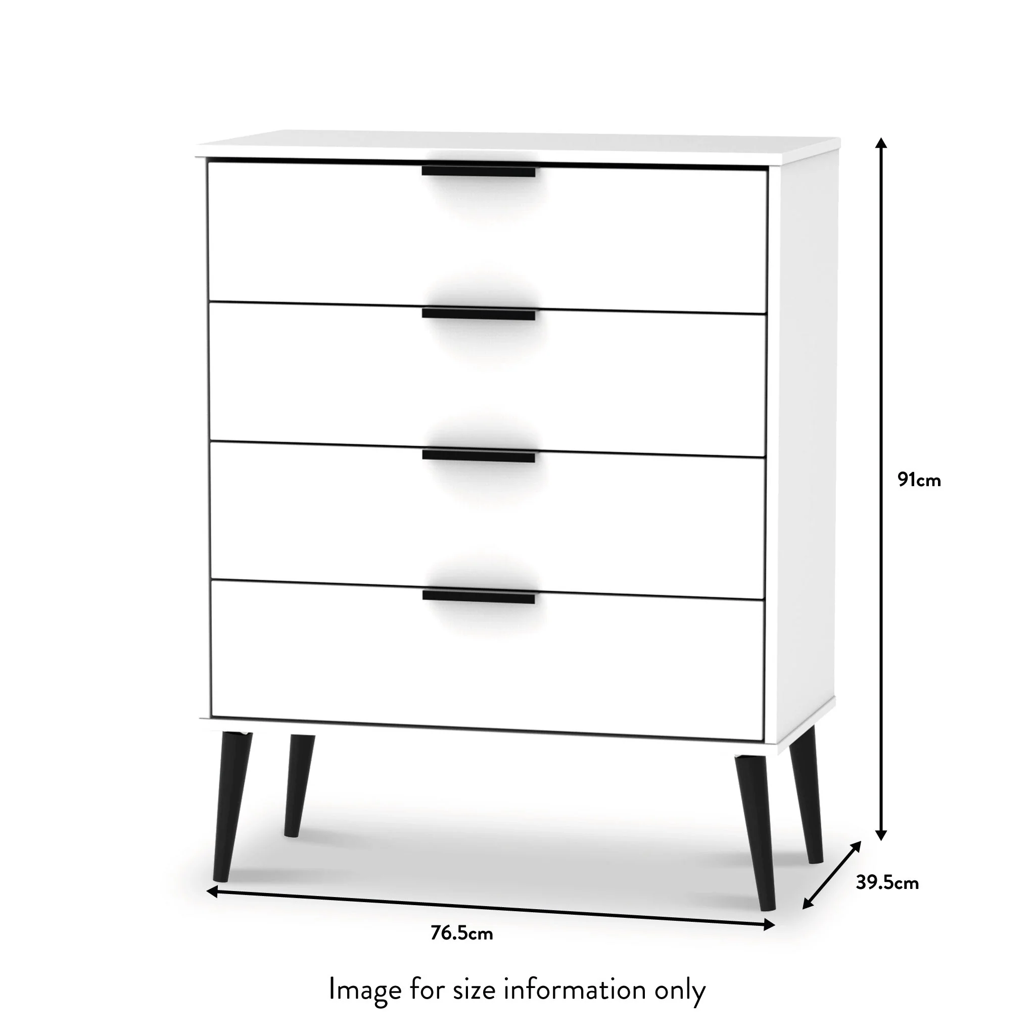 Asher White 4 Drawer Chest with Black Legs - Image 9