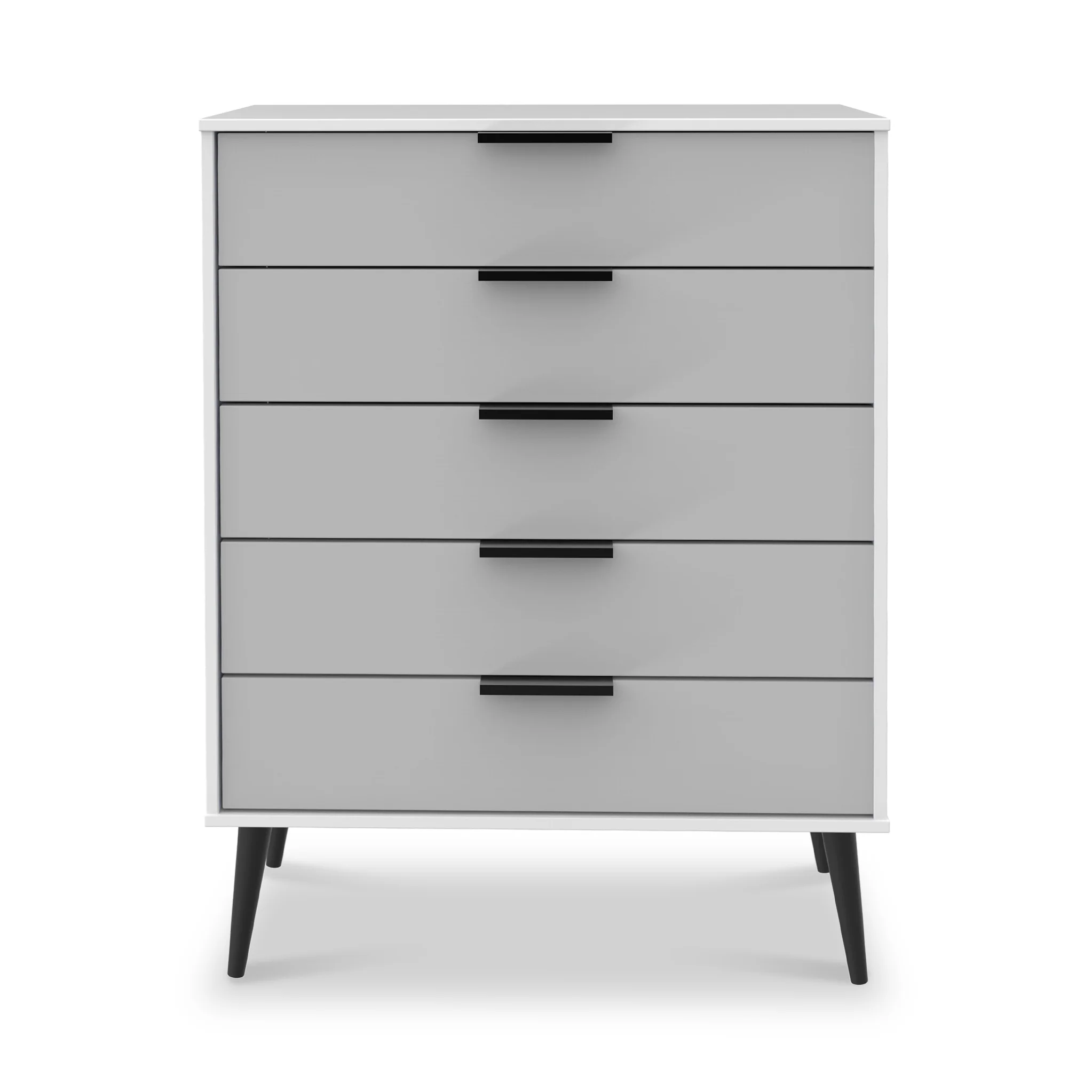 Asher White 5 Drawer Chest with Black Legs - Image 4