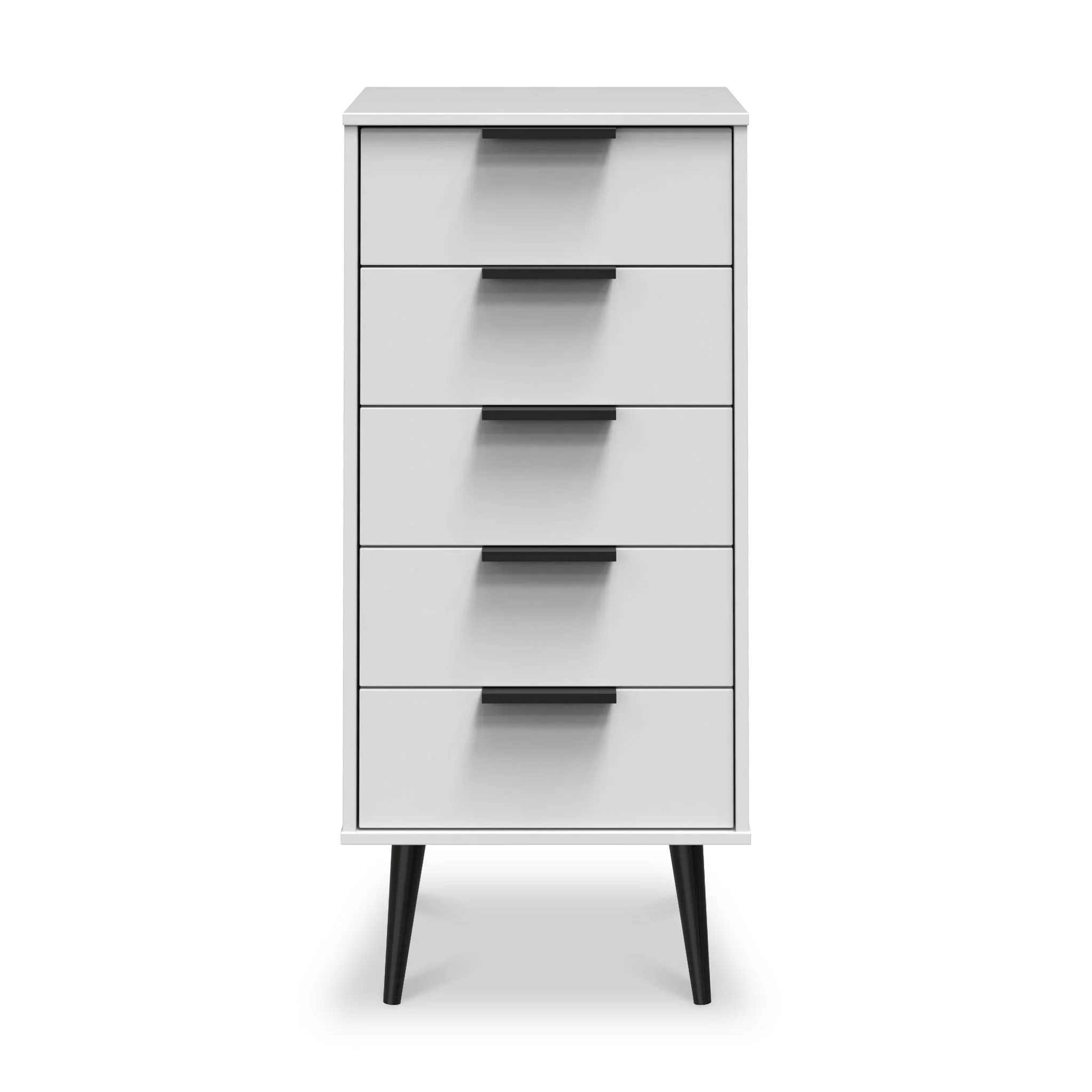 Asher White 5 Drawer Tallboy with Black Legs - Image 2