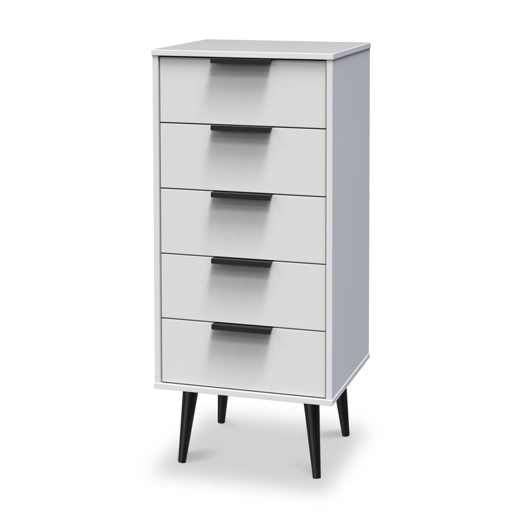 Asher White 5 Drawer Tallboy with Black Legs - Image 3