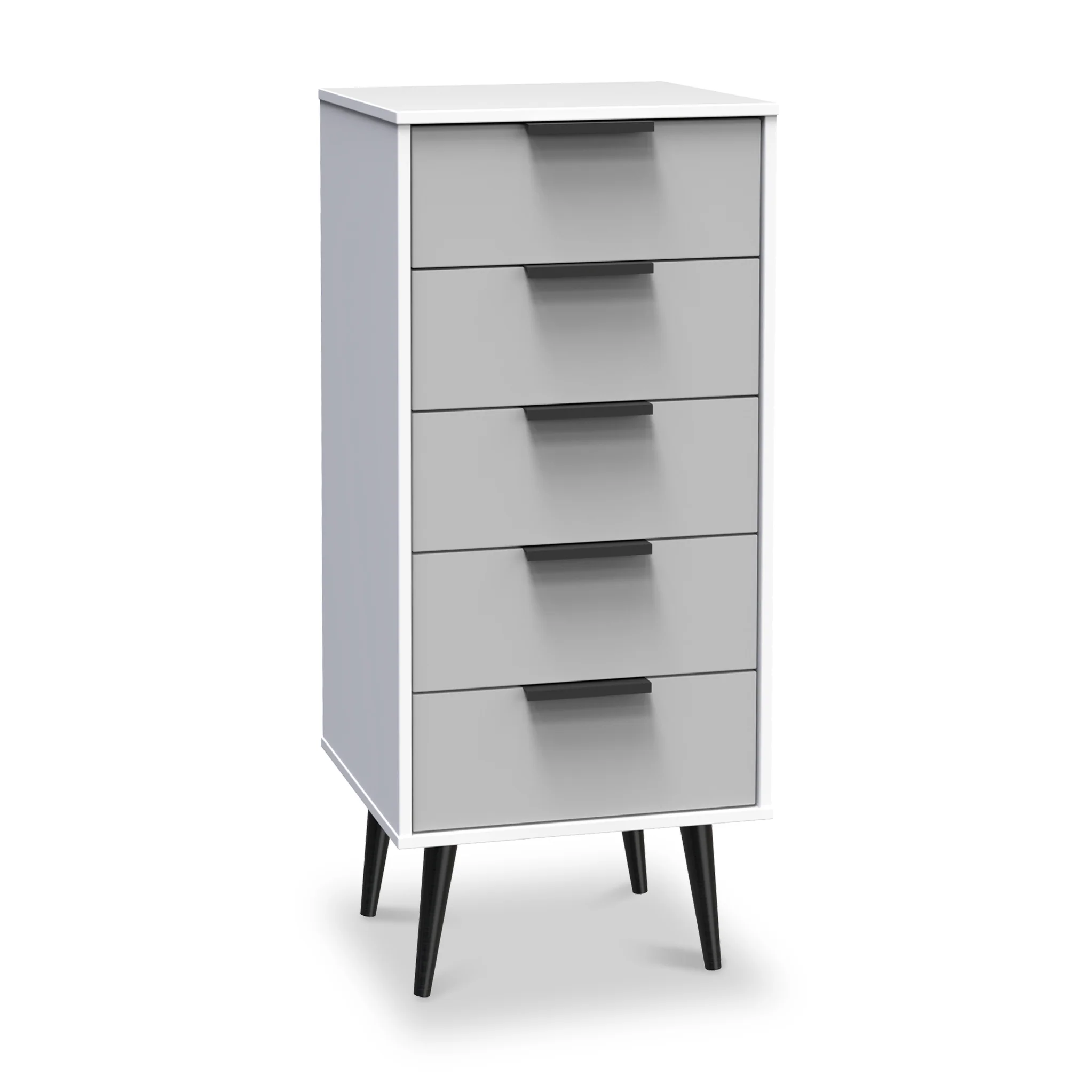 Asher White 5 Drawer Tallboy with Black Legs - Image 4