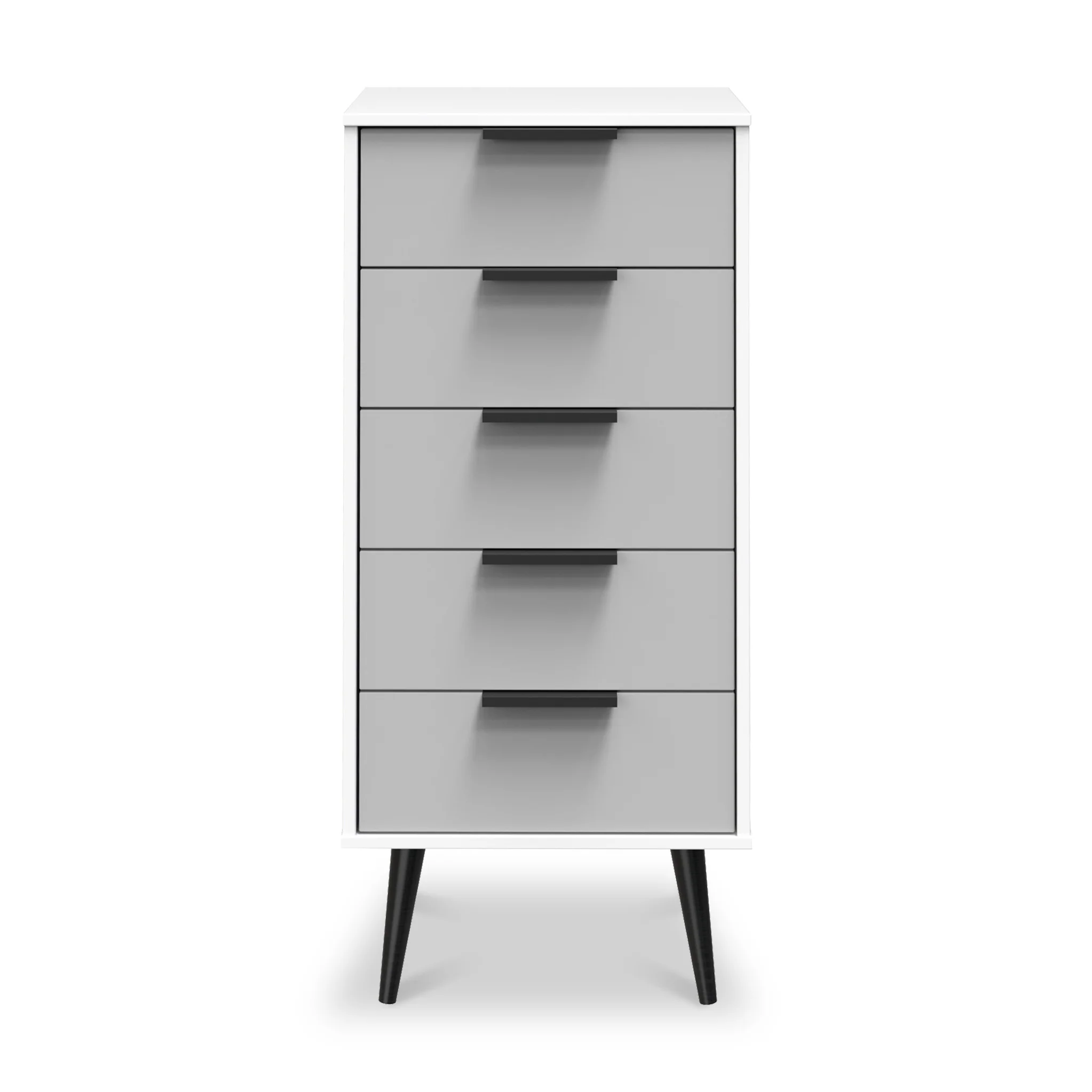 Asher White 5 Drawer Tallboy with Black Legs - Image 5