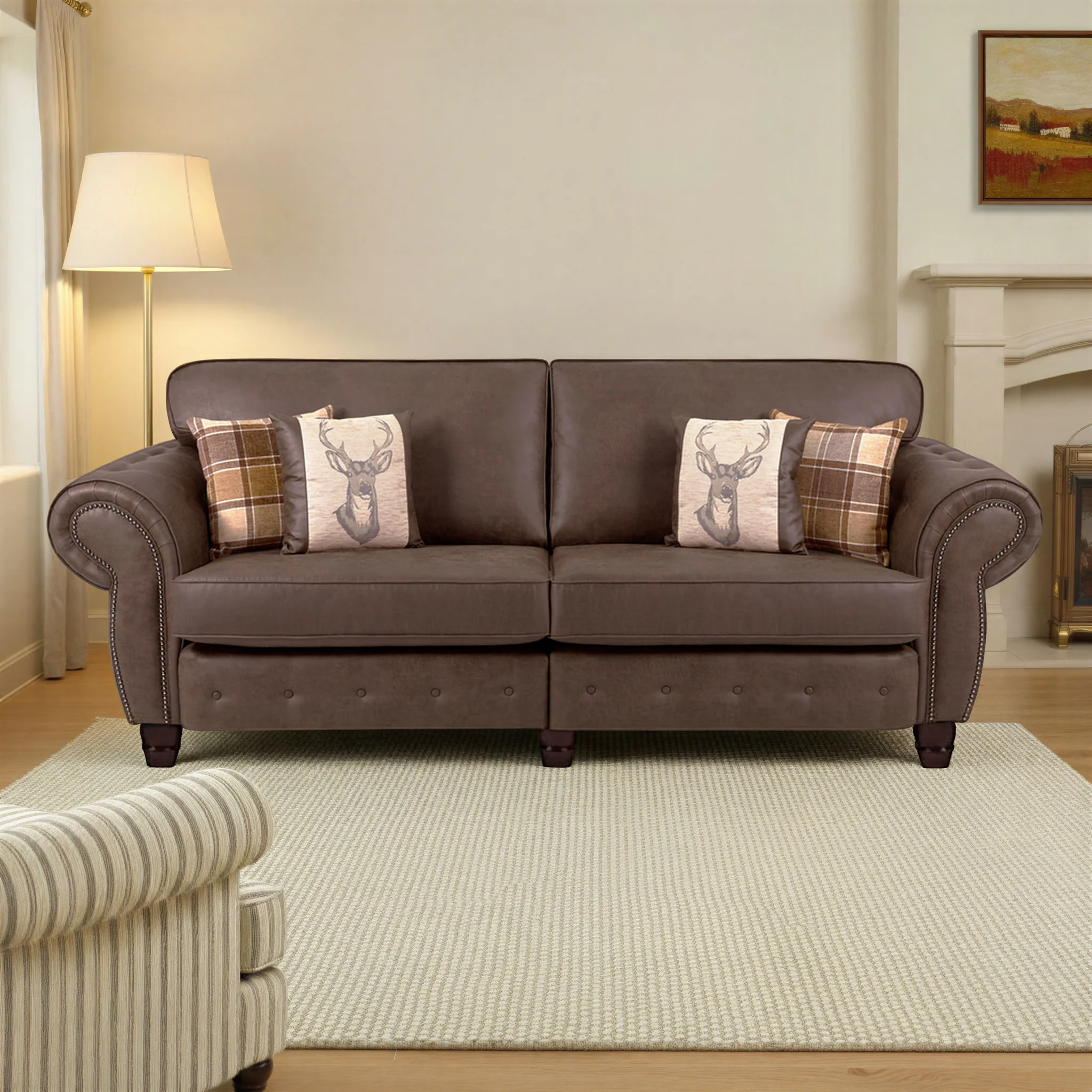 Ashford Faux Leather 4 Seater Sofa - Image 2