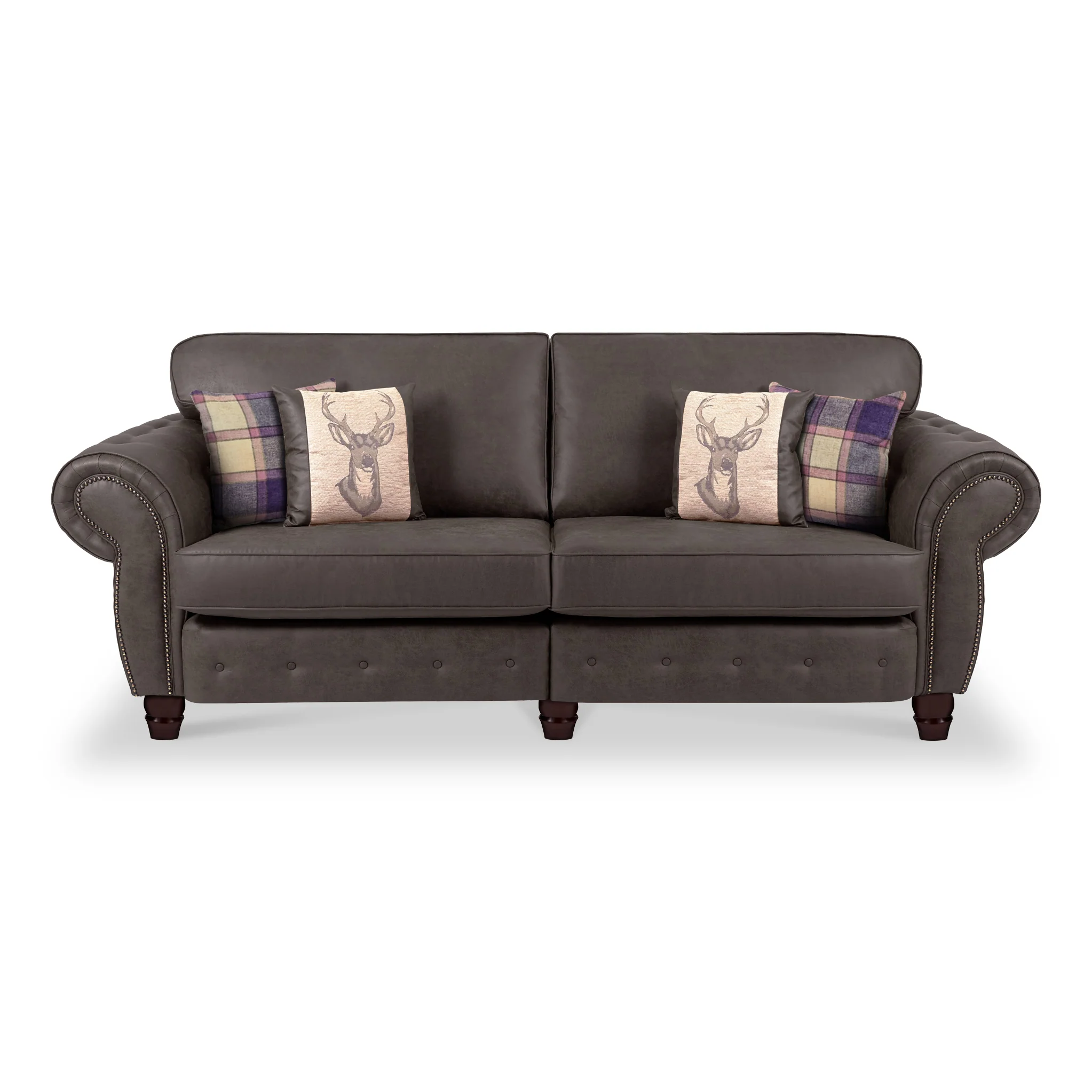 Ashford Faux Leather 4 Seater Sofa - Image 4